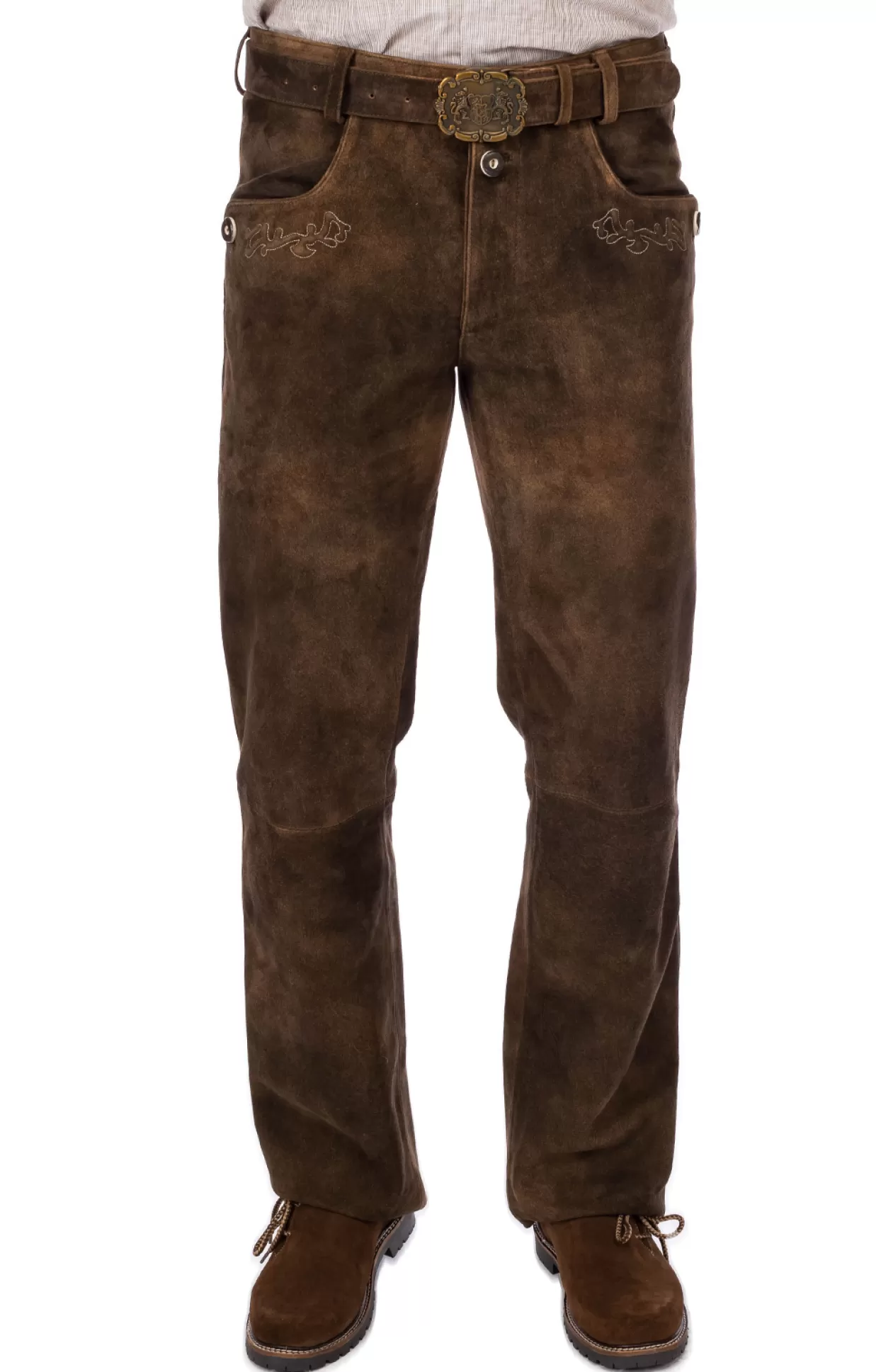 Almsach Lederhose Lang Mit Gurtel He1051 Deerlook*Herren Lederhosen & Hosen