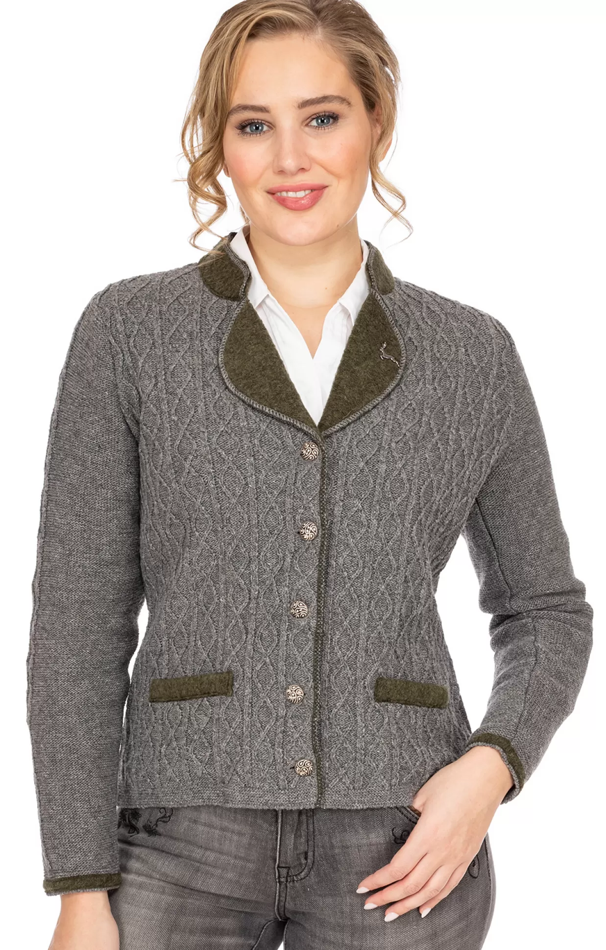 Almsach Strickjacke Da1016 Anthrazit*Damen Oberteile