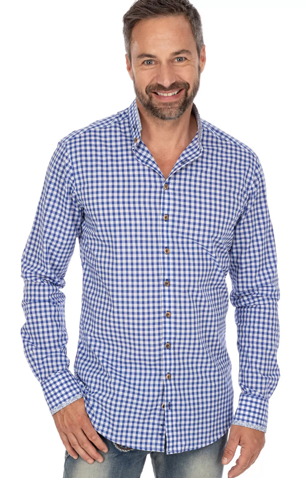 Gipfelstürmer Gipfelsturmer Hemd 420000-4275-42 Mittelblau (Slim Fit)*Herren Trachtenhemden