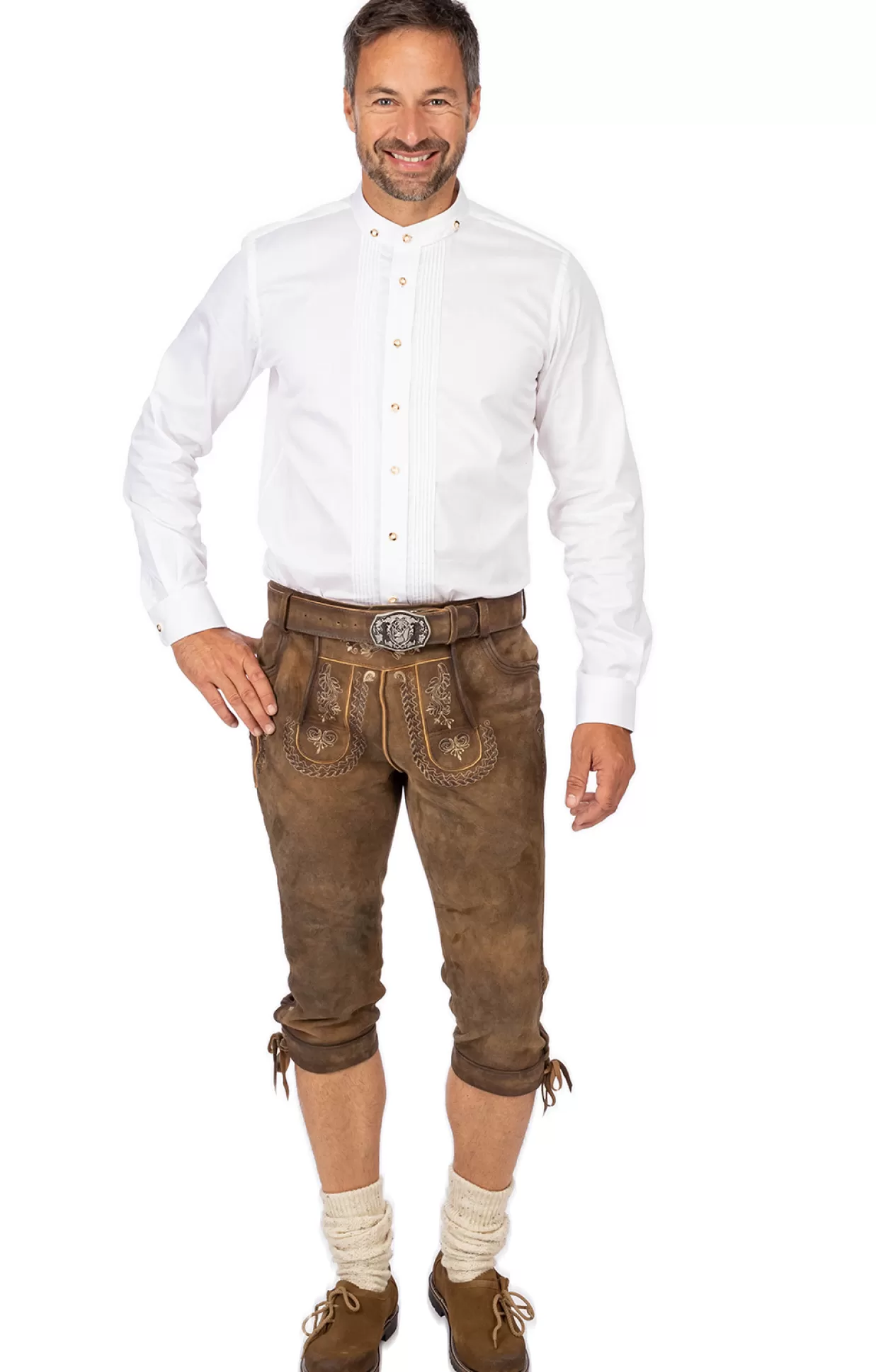 Gwandler Lederhose Kniebund Mit Gurtel Michelbach Hafer Gespeckt*Herren Lederhosen & Hosen