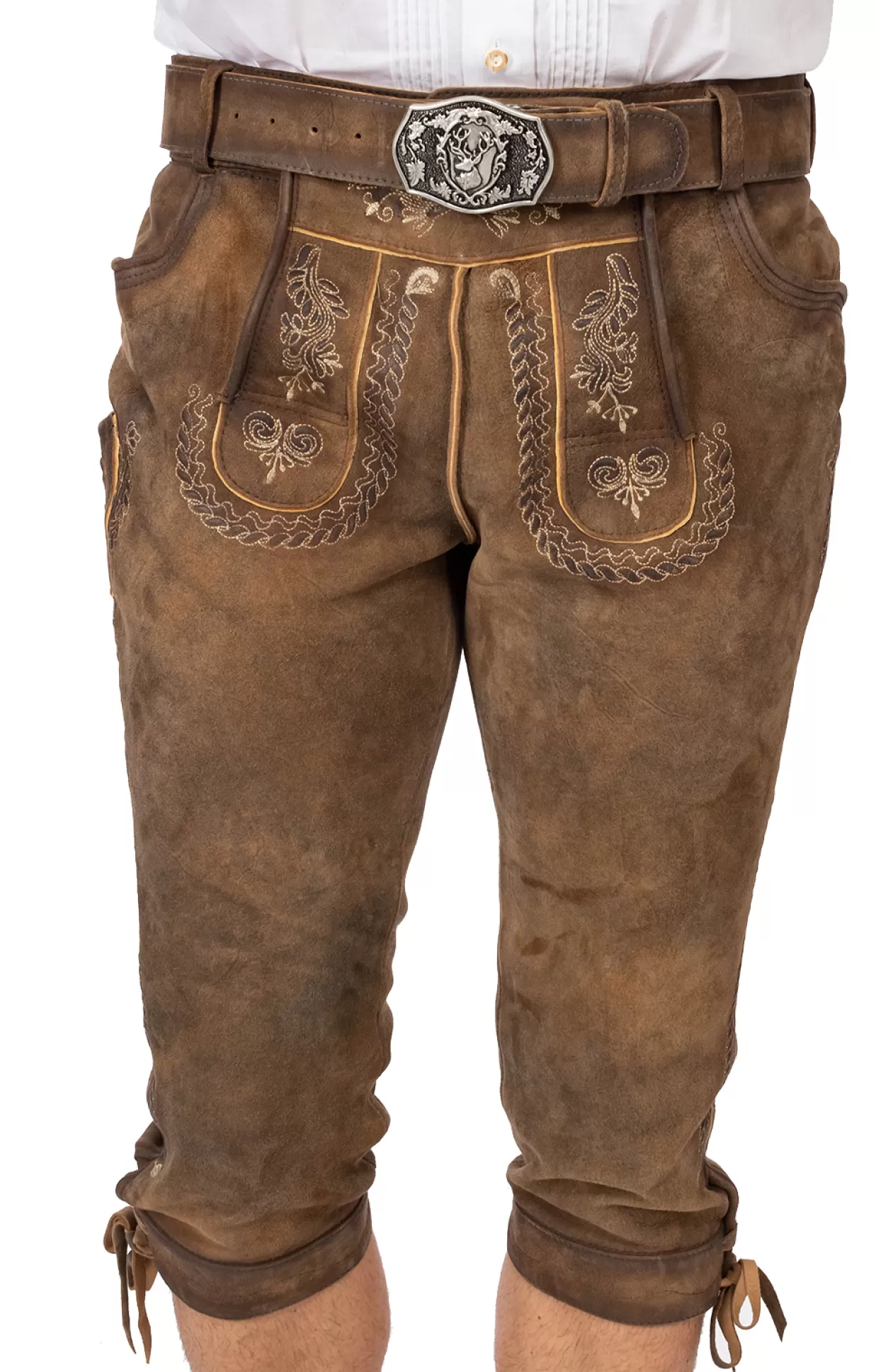 Gwandler Lederhose Kniebund Mit Gurtel Michelbach Hafer Gespeckt*Herren Lederhosen & Hosen