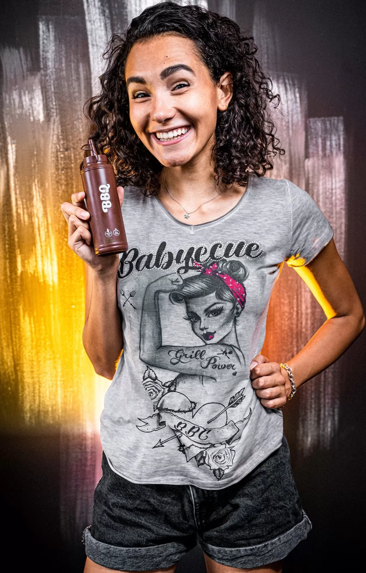 Hangowear T-Shirt Babyecue Greige*Herren Grill-Shirts