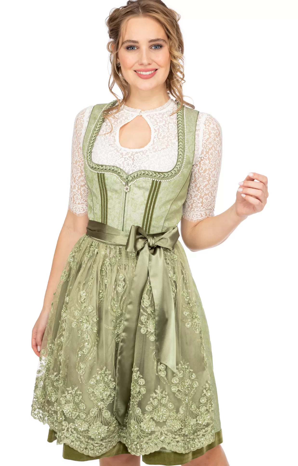 Krüger Dirndl Kruger Dirndl Midi Dirndl 2Tlg. 60Cm 111065-060-51 Hellgrun*Damen Dirndl