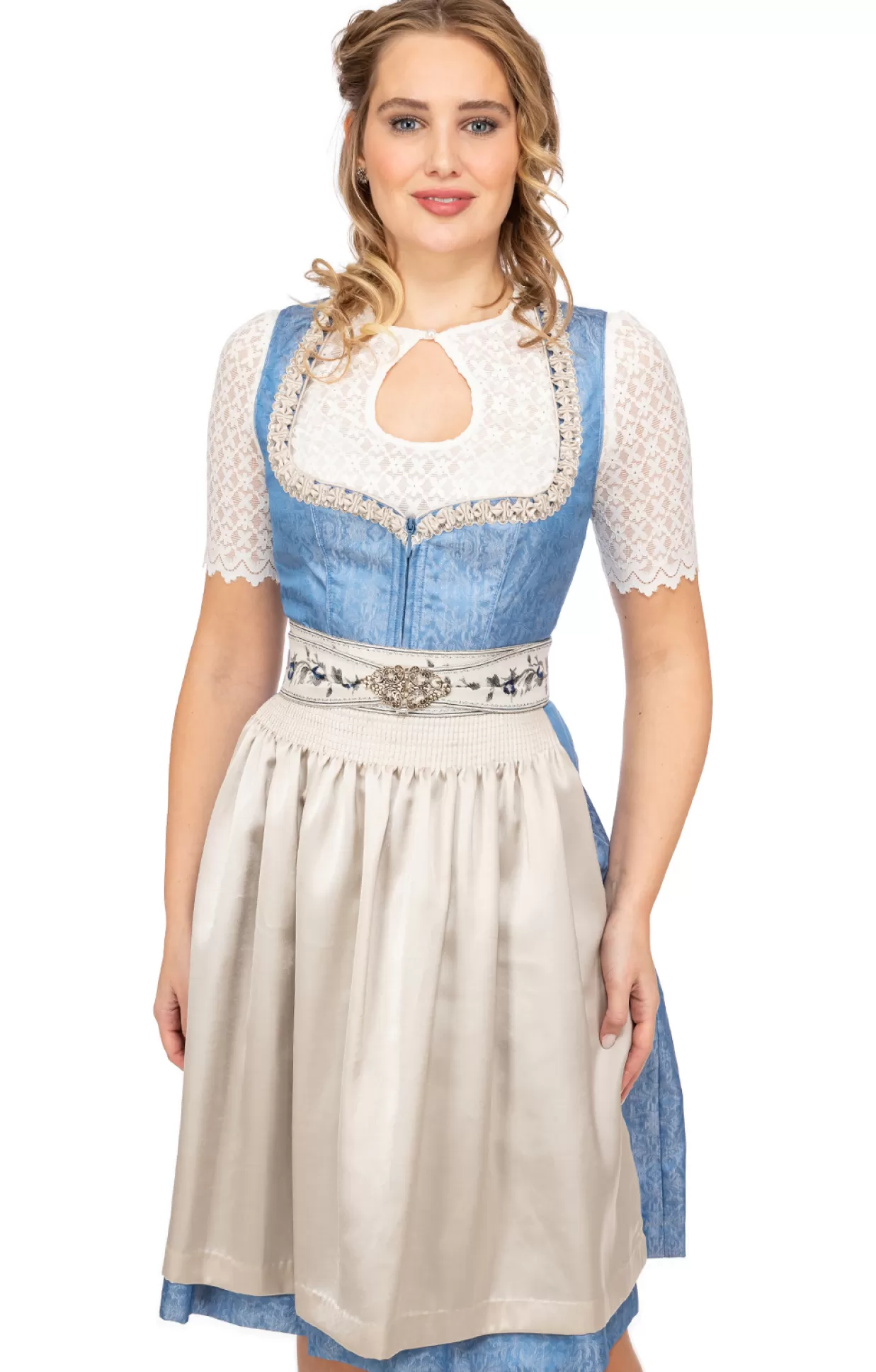 Krüger Dirndl Kruger Dirndl Midi Dirndl 2Tlg. 60Cm 111664-060-8 Blau*Damen Dirndl