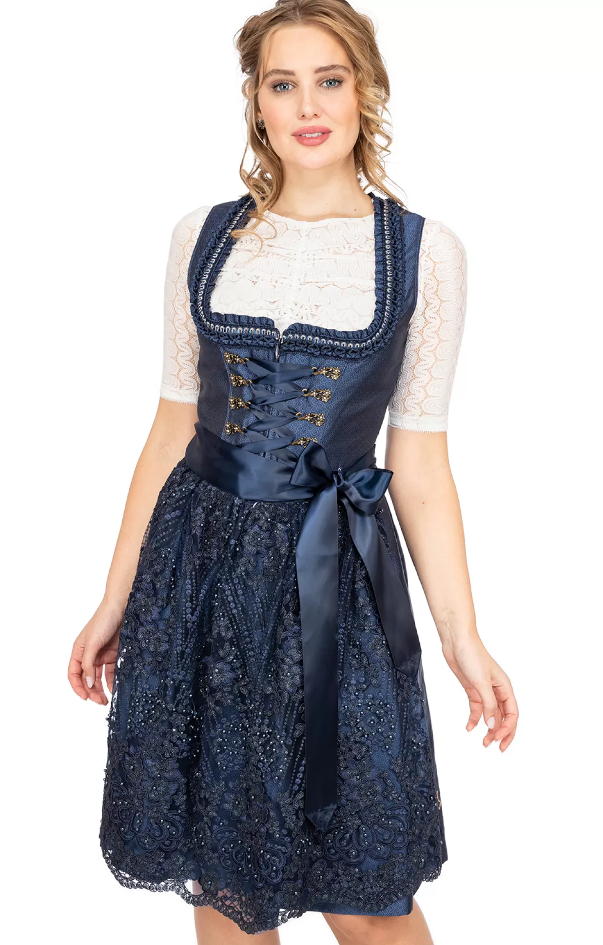 Krüger Dirndl Kruger Dirndl Midi Dirndl 2Tlg. 60Cm Beata Marine*Damen Dirndl