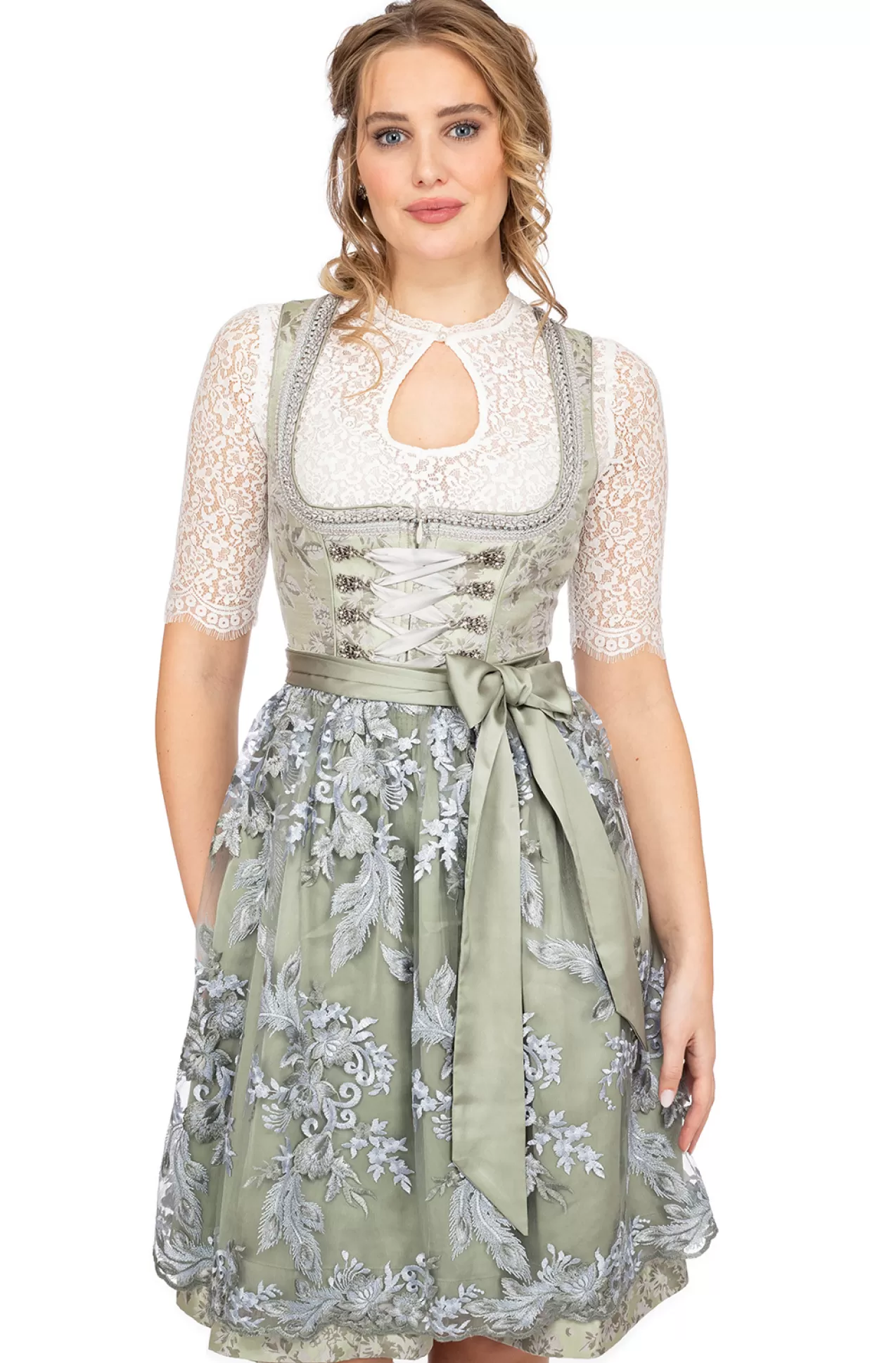 Krüger Dirndl Kruger Dirndl Midi Dirndl 2Tlg. 60Cm Breanna Hellgrun*Damen Dirndl