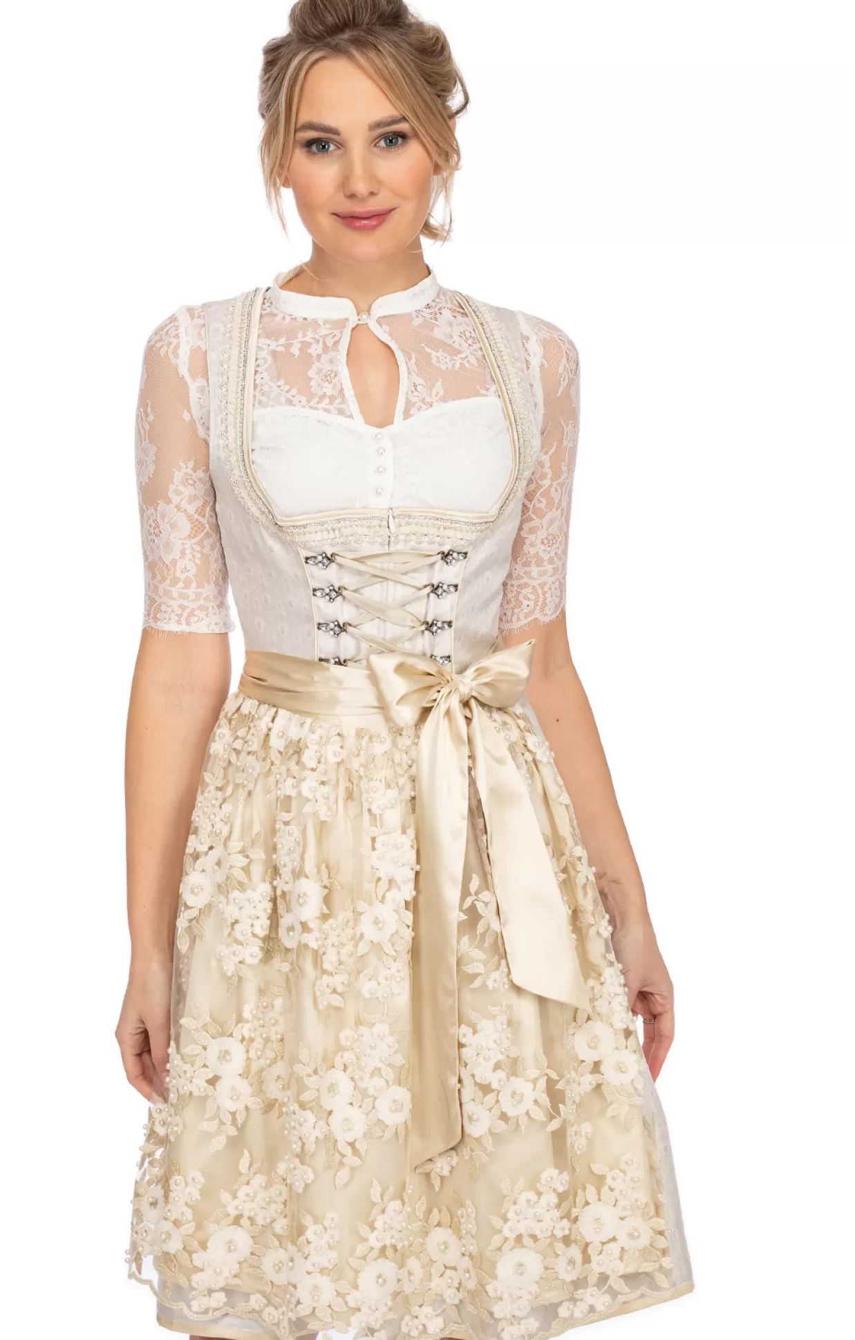 Krüger Dirndl Kruger Dirndl Midi Dirndl 2Tlg. 60Cm Sina Ecru*Damen Dirndl