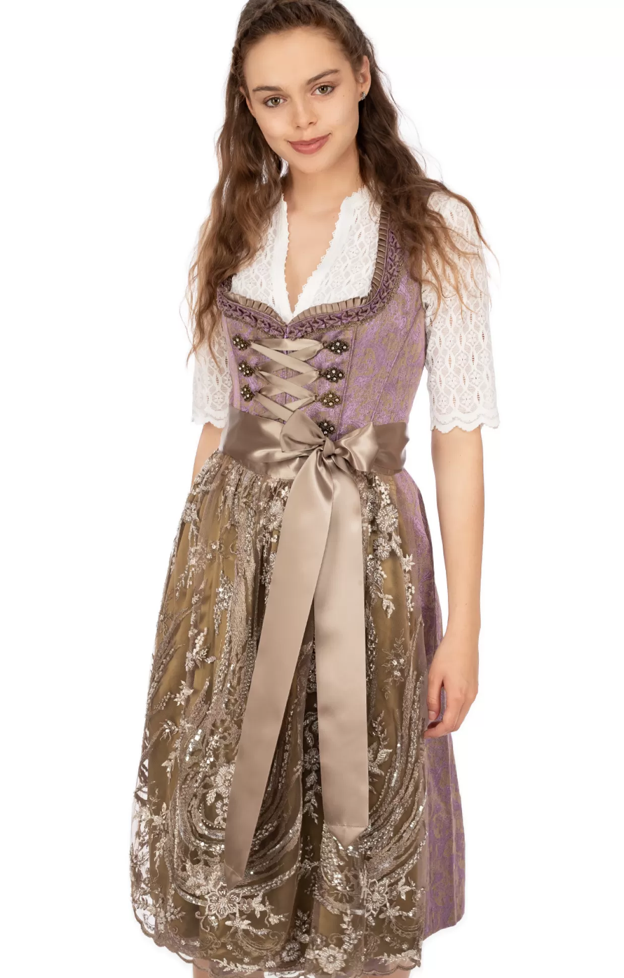 Krüger Dirndl Kruger Dirndl Midi Dirndl 2Tlg. 75Cm Safina Lila*Damen Dirndl