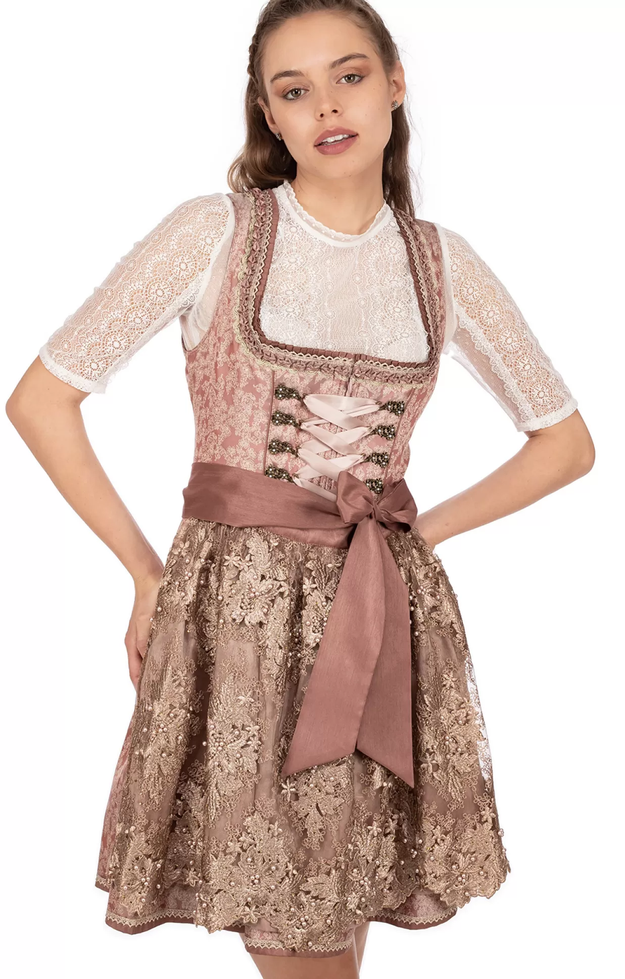 Krüger Dirndl Kruger Dirndl Mini Dirndl 2Tlg. 50Cm Irmi Rose*Damen Dirndl