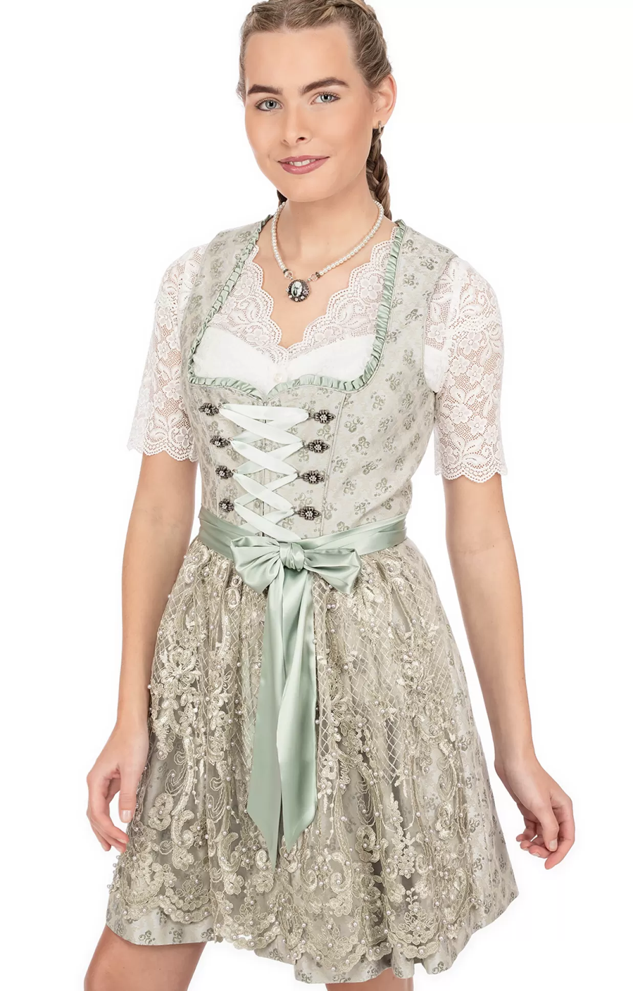 Krüger Dirndl Kruger Dirndl Mini Dirndl 2Tlg. 50Cm Kalinda Hellgrun*Damen Dirndl