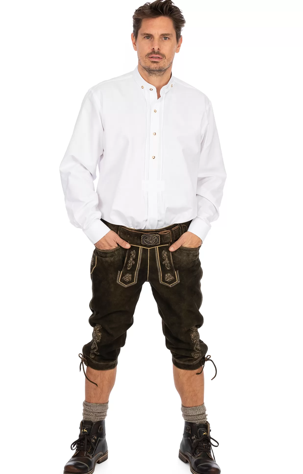 Maddox Lederhose Kniebund Hochberg Bisam Zwickl G*Herren Lederhosen & Hosen