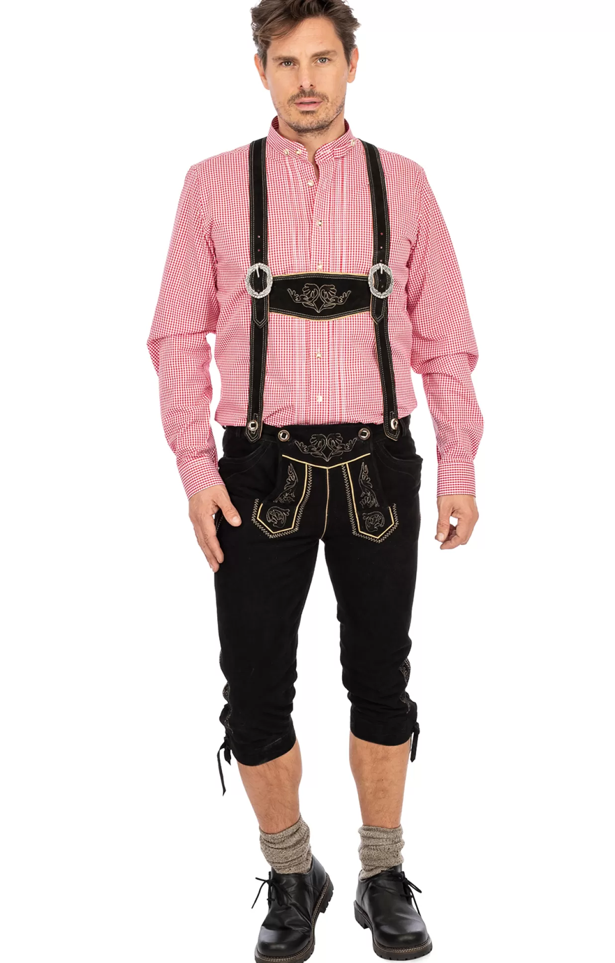 Maddox Lederhose Kniebund Korbinian Wild Schwarz*Herren Lederhosen & Hosen