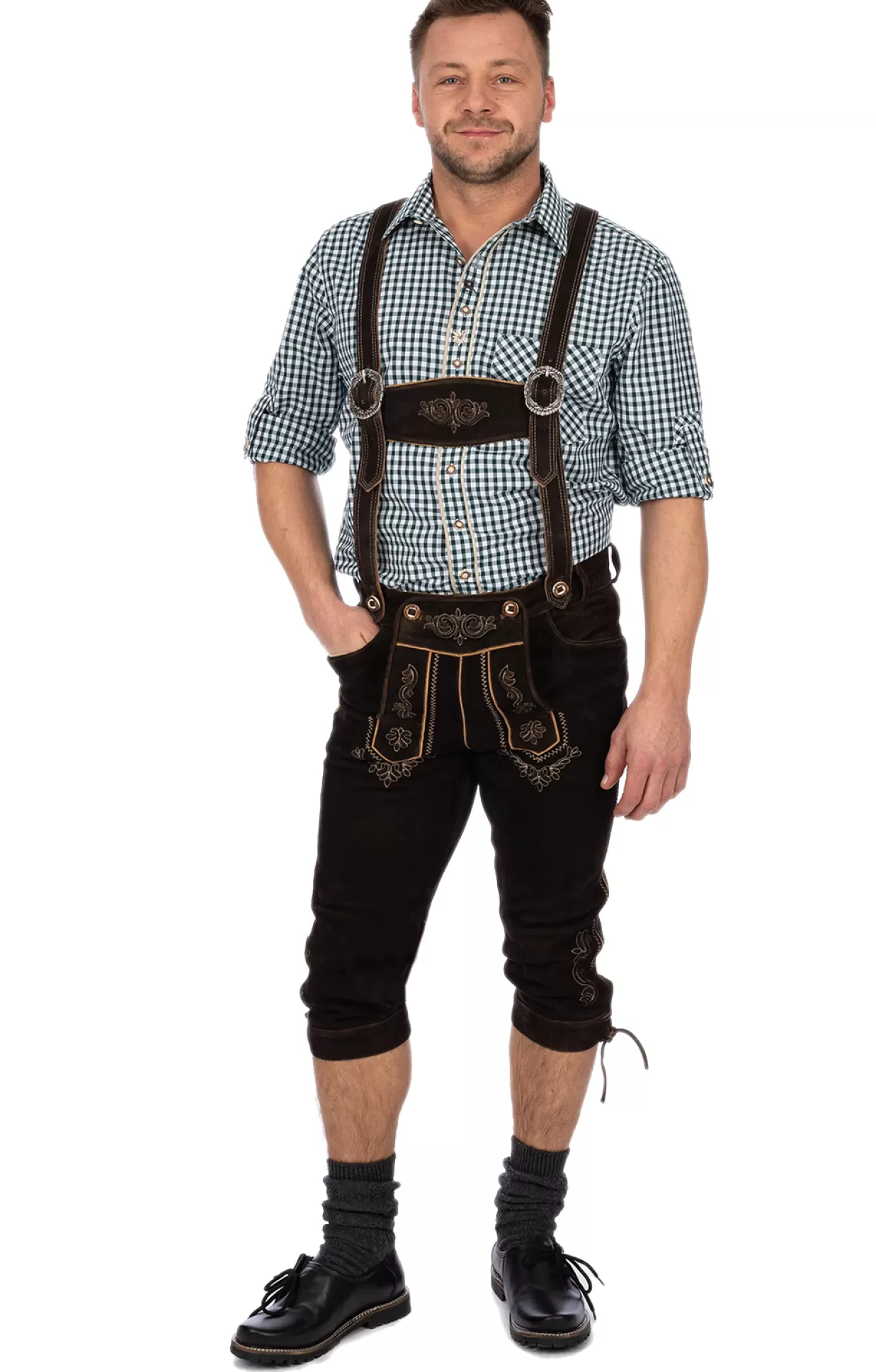 Maddox Lederhose Kniebund Korbinian Wild Torf*Herren Lederhosen & Hosen