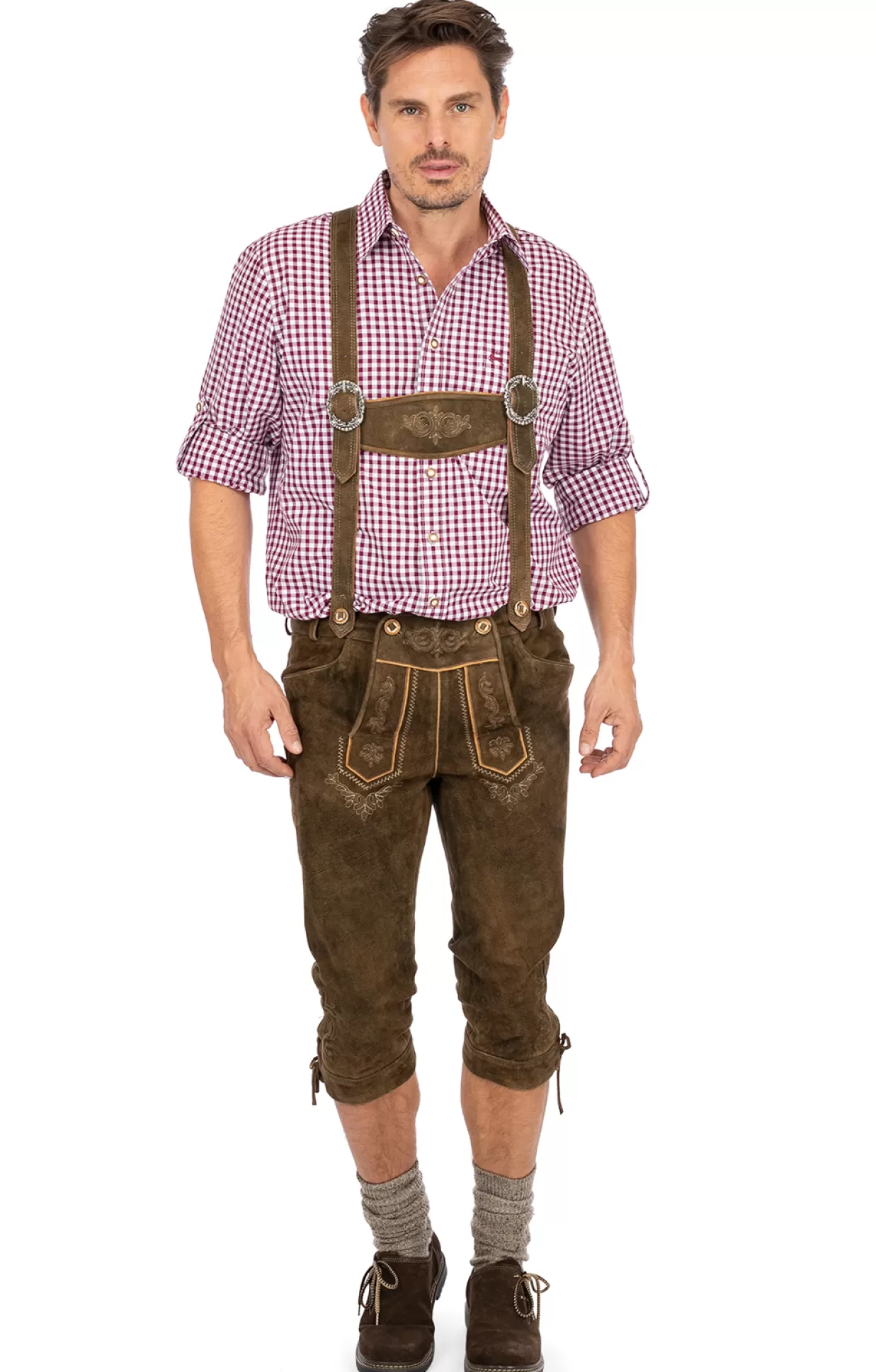 Maddox Lederhose Kniebund Korbinian Wild Walnuss*Herren Lederhosen & Hosen