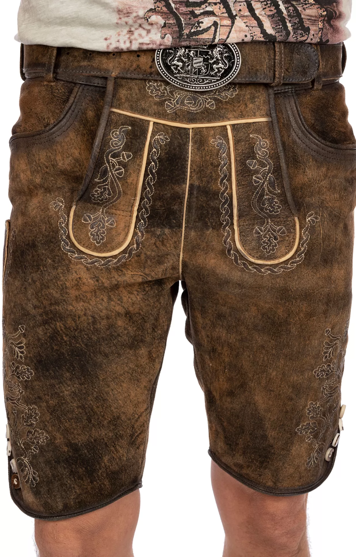 Maddox Lederhose Kurz Horn Antik Bernstein*Herren Lederhosen & Hosen