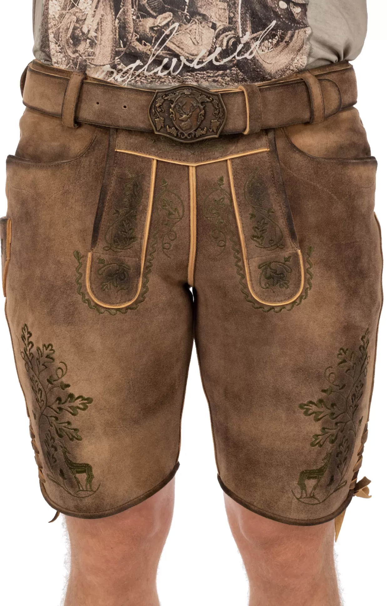 Maddox Lederhose Kurz Mit Gurtel Allnersee Altbraun*Herren Lederhosen & Hosen