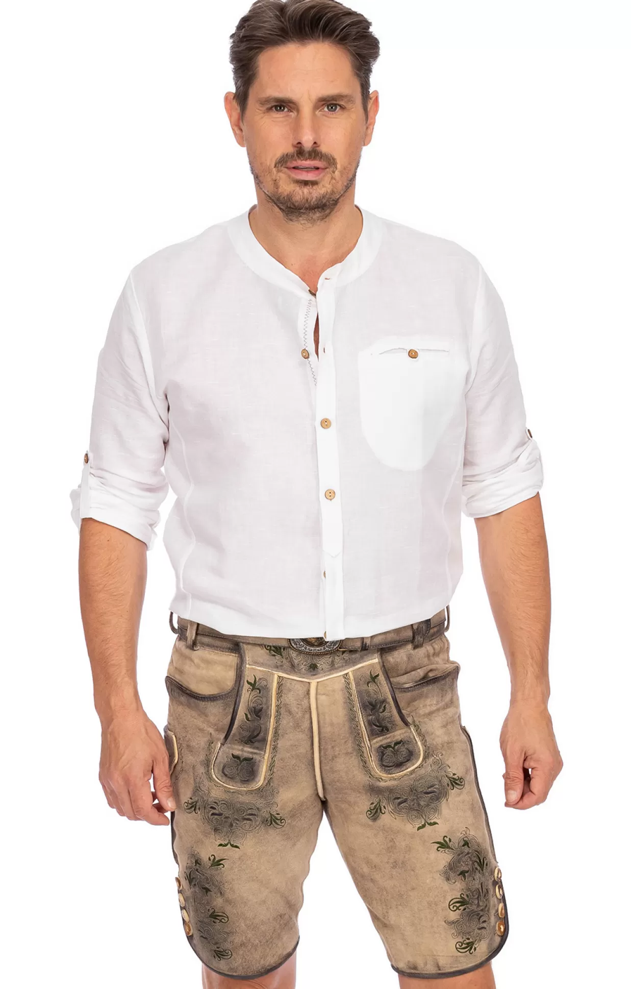 Maddox Lederhose Kurz Mit Gurtel Buchner Kernig Natur*Herren Lederhosen & Hosen