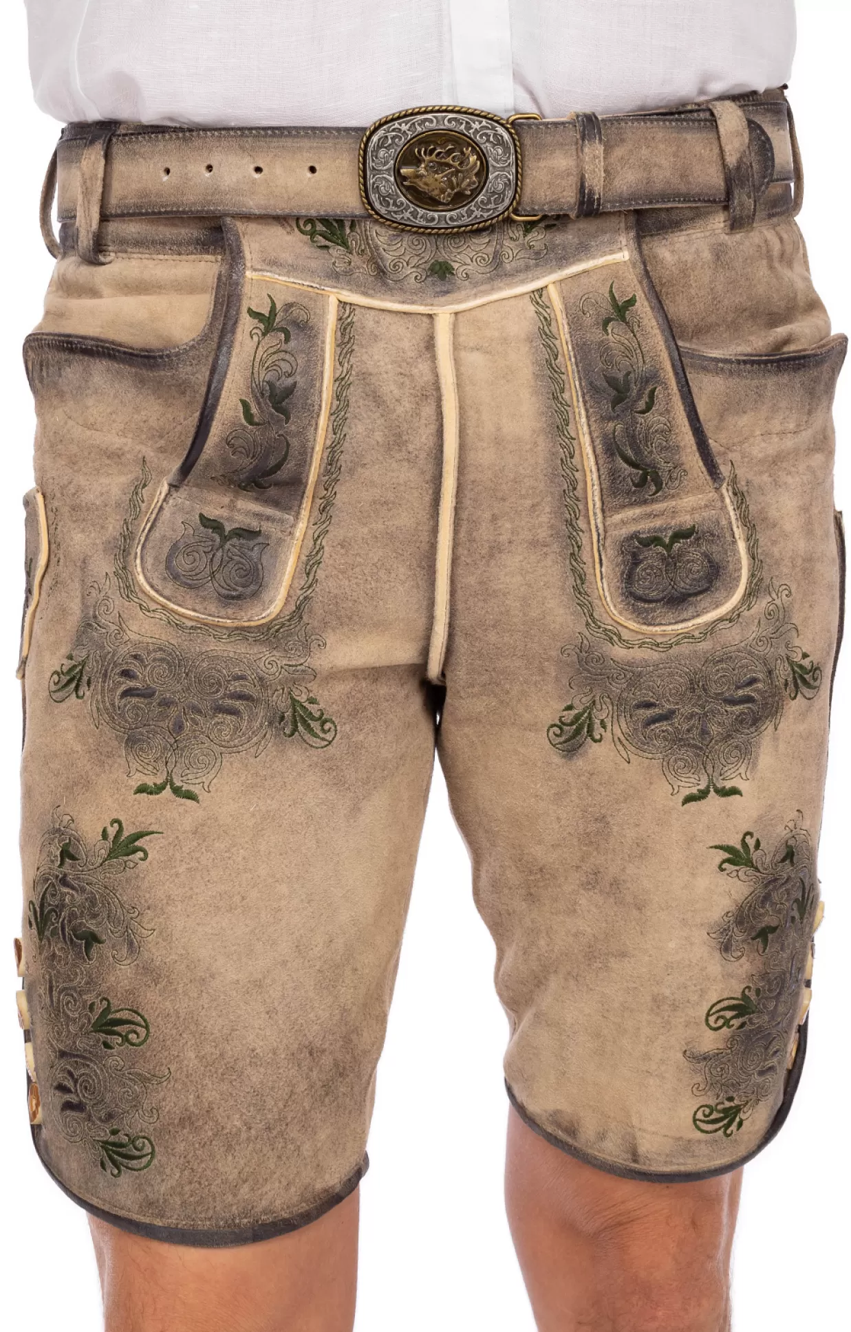 Maddox Lederhose Kurz Mit Gurtel Buchner Kernig Natur*Herren Lederhosen & Hosen