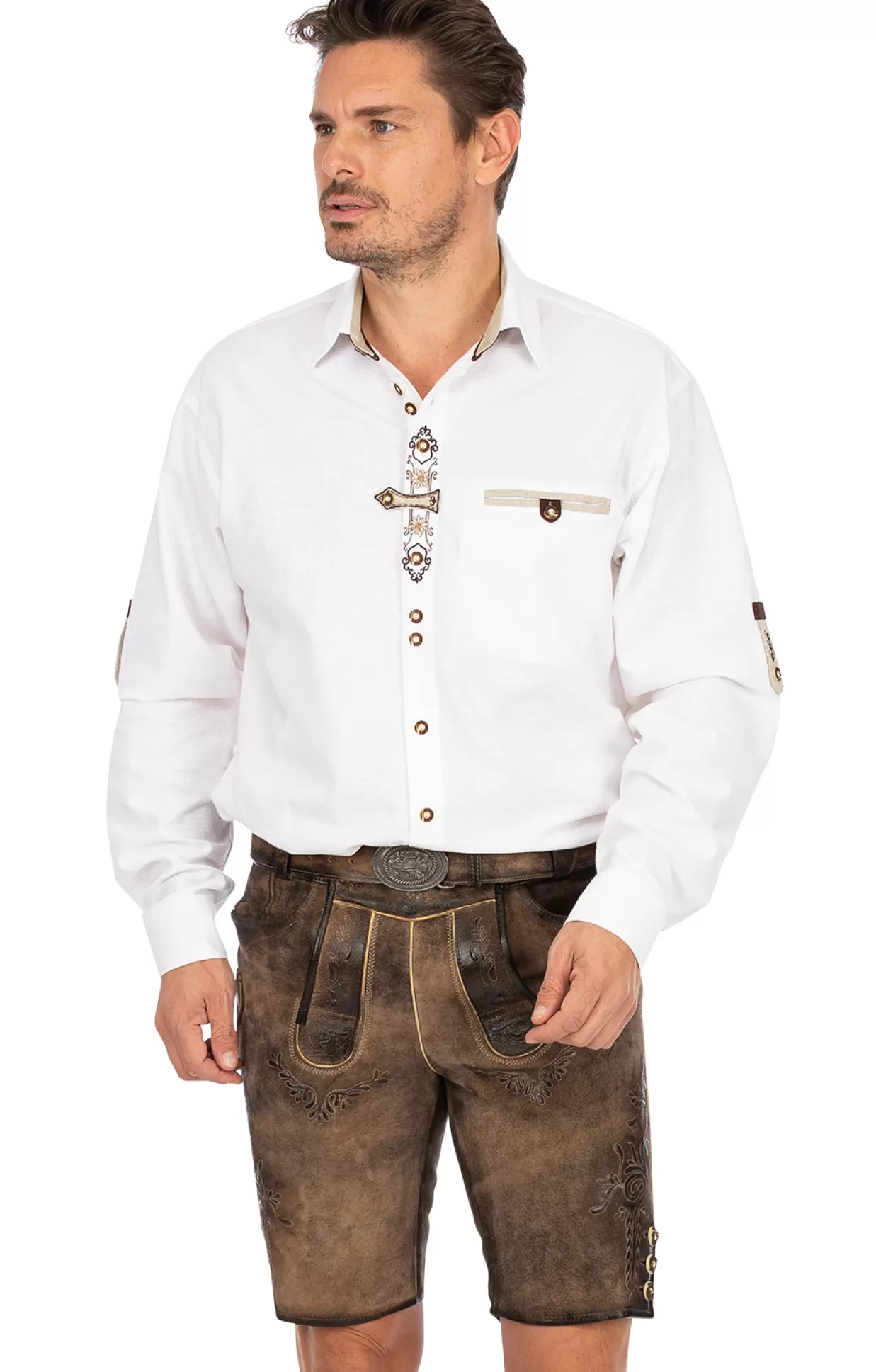 Maddox Lederhose Kurz Mit Gurtel Hopfensee Antik Bernstein*Herren Lederhosen & Hosen