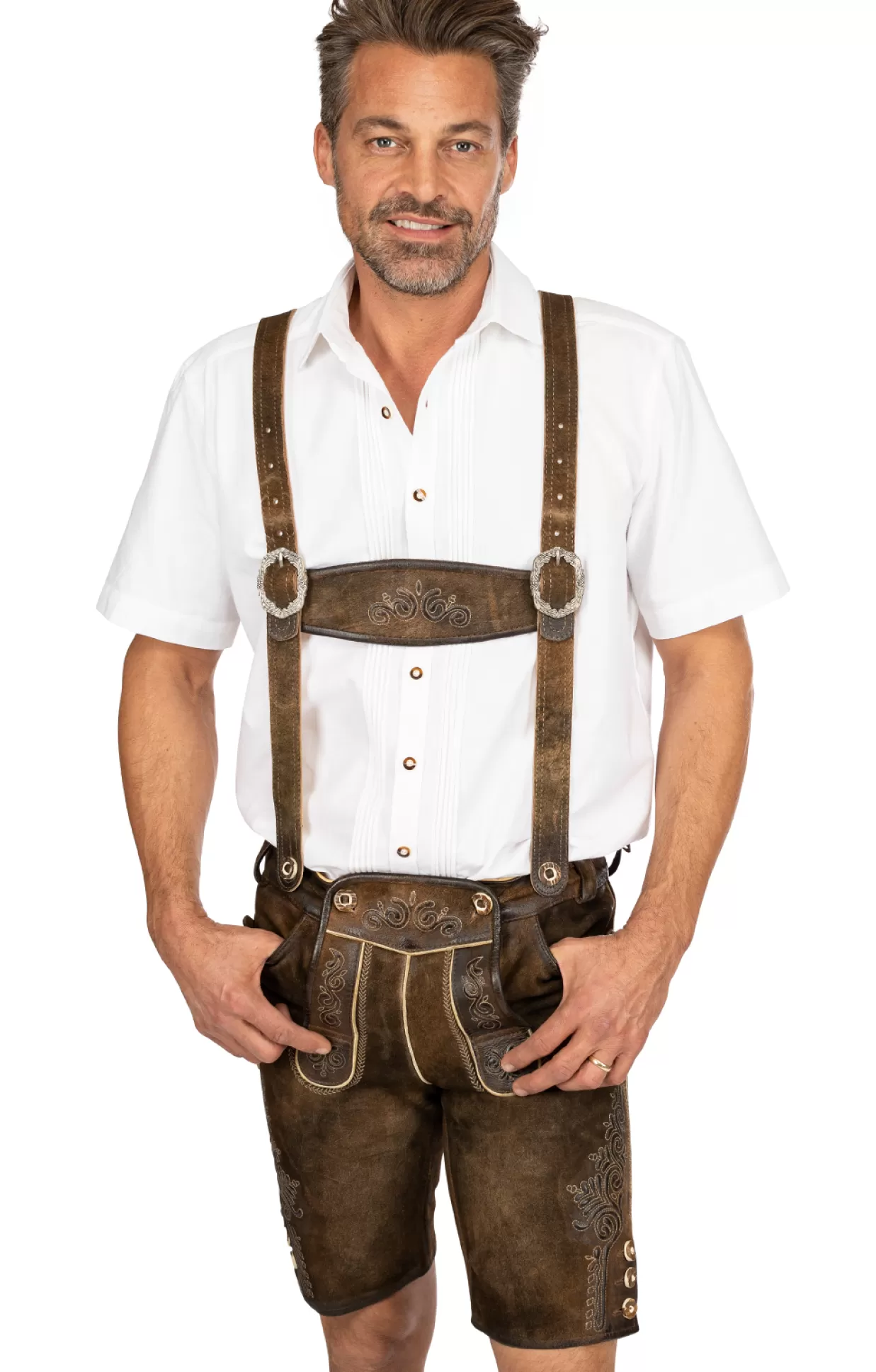 Maddox Lederhose Kurz Rafael Antik Nuss*Herren Lederhosen & Hosen