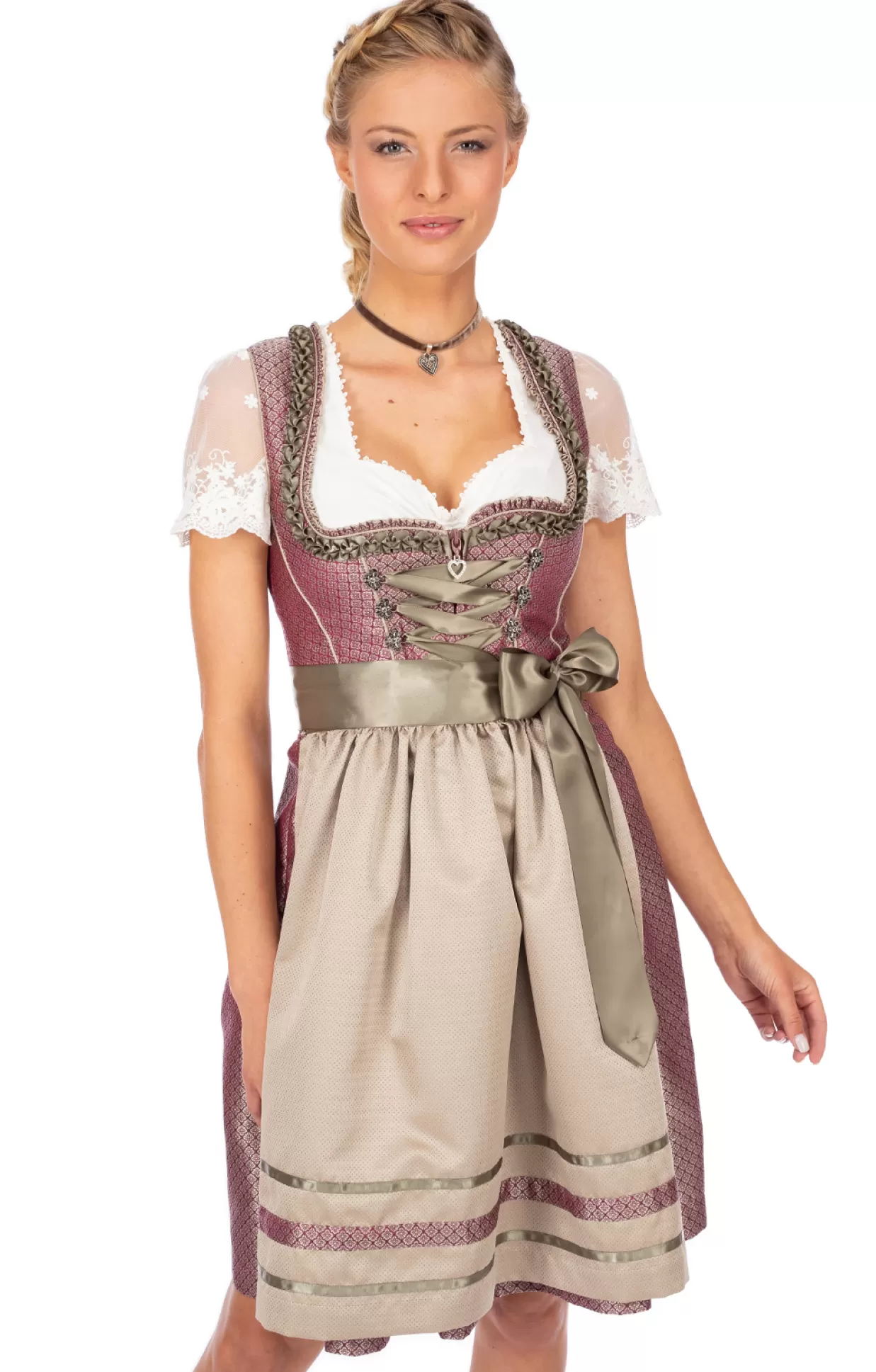 Marjo Midi Dirndl 2Tlg. 58Cm Patrizia Beere-Oliv*Damen Dirndl