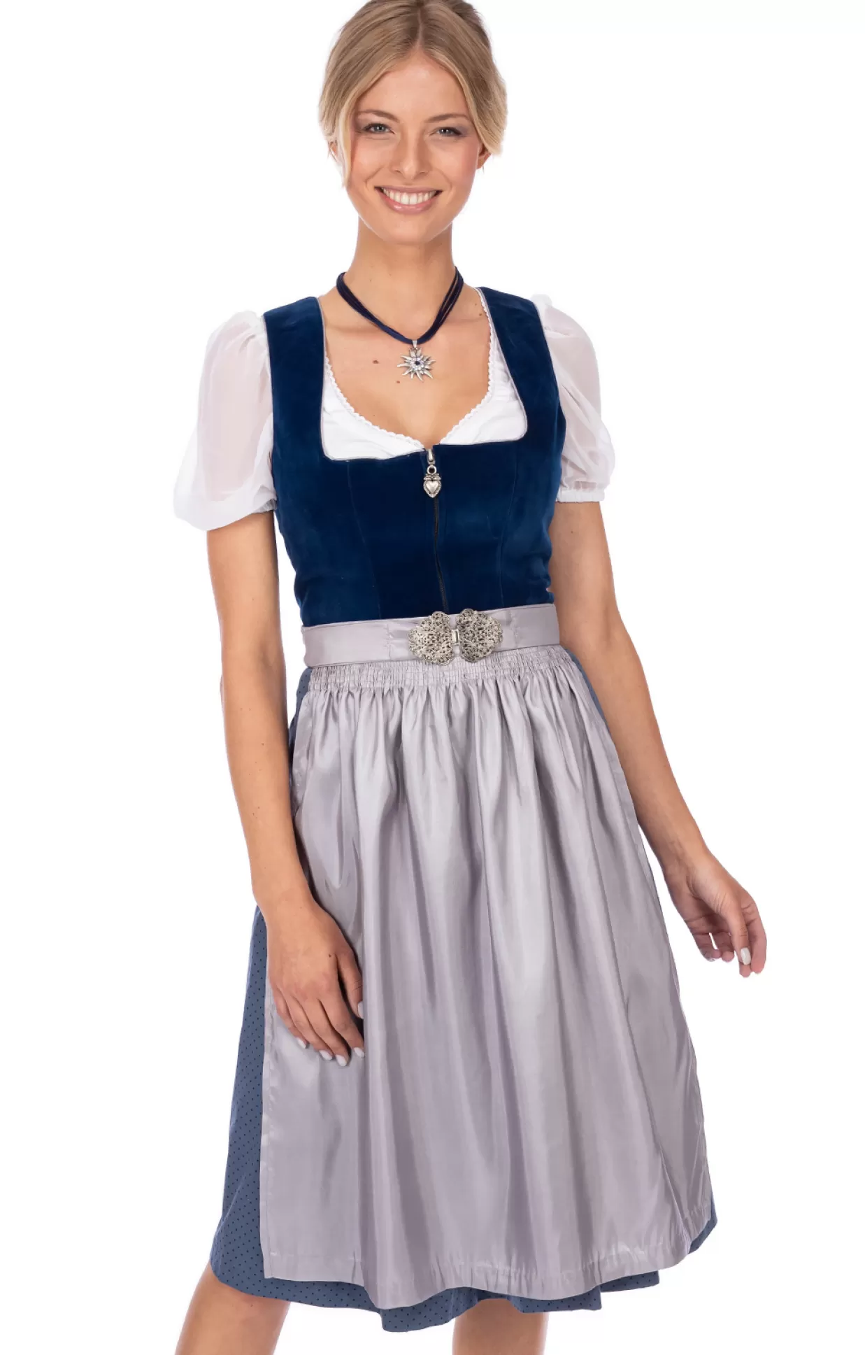 Marjo Midi Dirndl 2Tlg. 65Cm Inka Saphir*Damen Dirndl