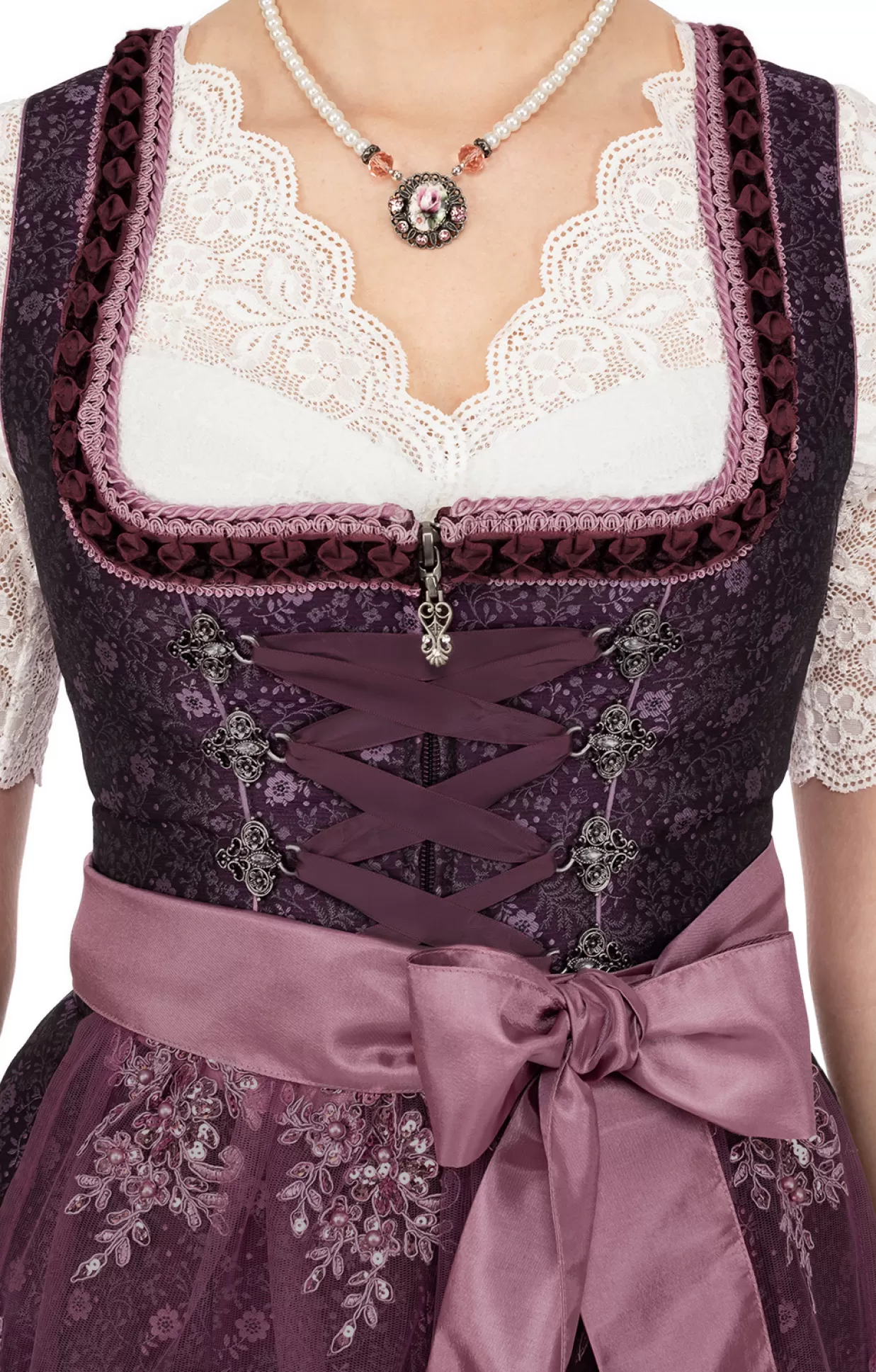 Marjo Midi Dirndl 2Tlg. 65Cm Jule Aubergine*Damen Dirndl