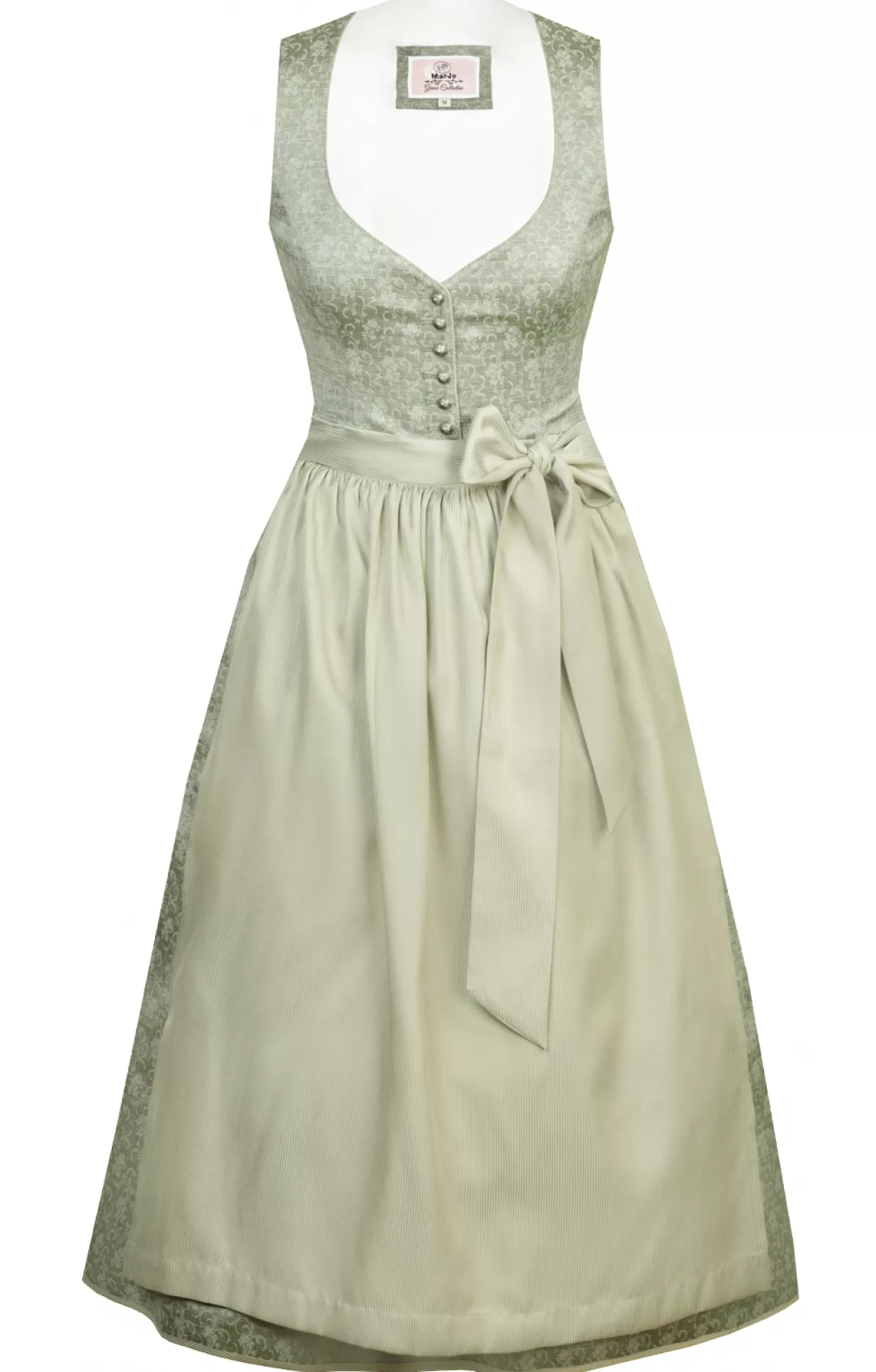 Marjo Midi Dirndl 2Tlg. 65Cm Marie Salbei Creme*Damen Dirndl