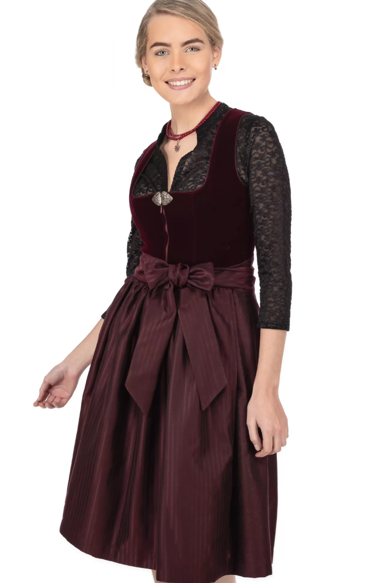 Marjo Midi Dirndl 2Tlg. 65Cm Susi Rotwein*Damen Dirndl