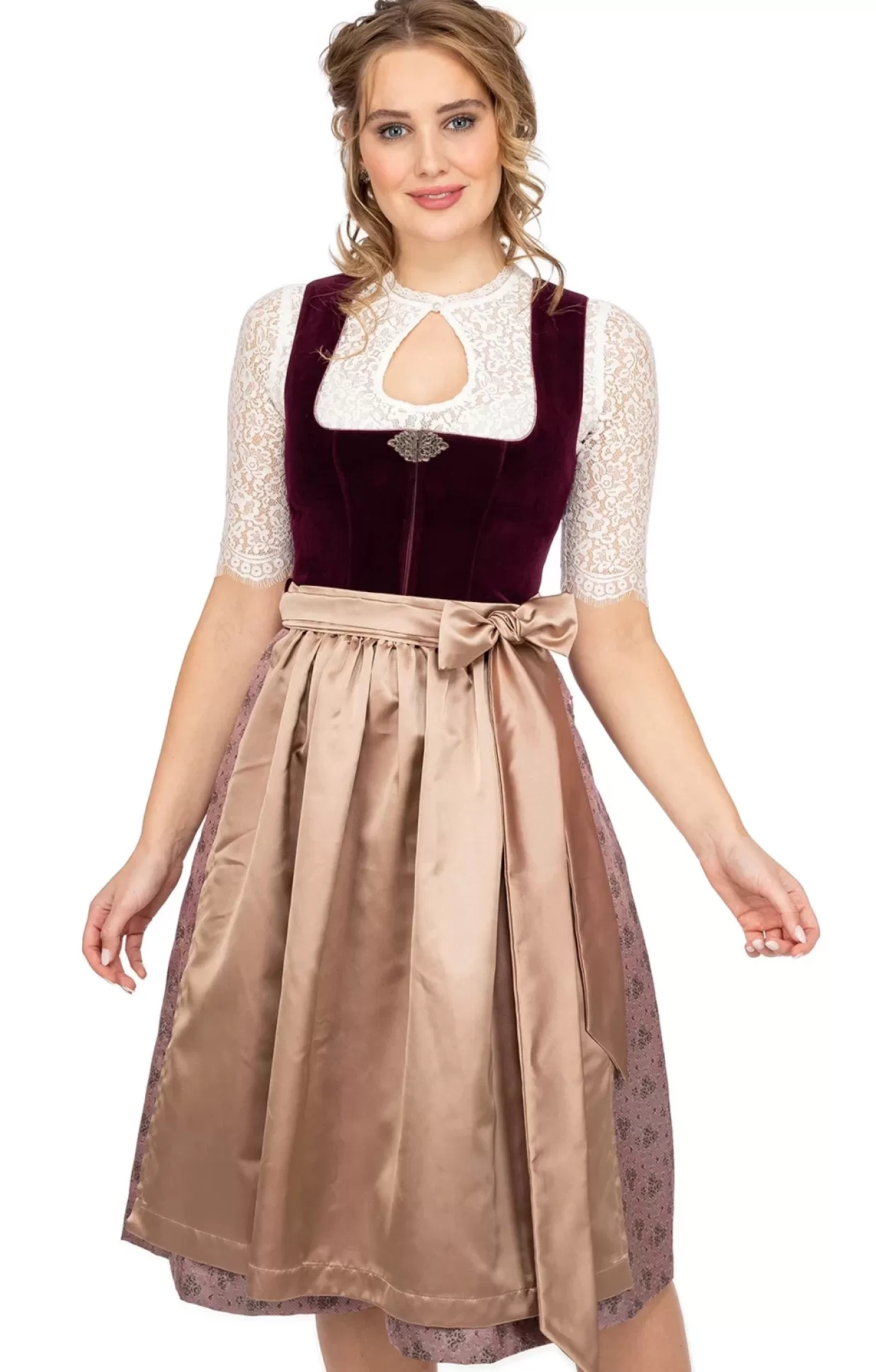 Marjo Midi Dirndl 2Tlg. 68Cm Sabine Rosengarden*Damen Dirndl