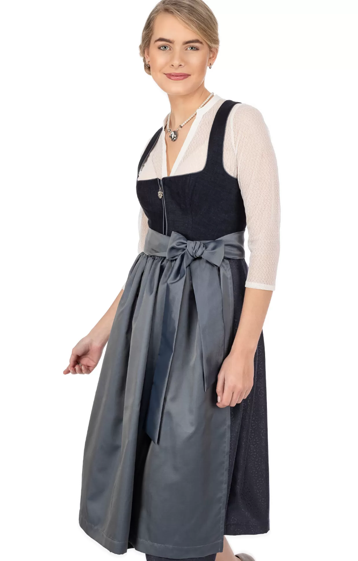 Marjo Midi Dirndl 2Tlg. 75Cm Gusta Nachtblau*Damen Dirndl