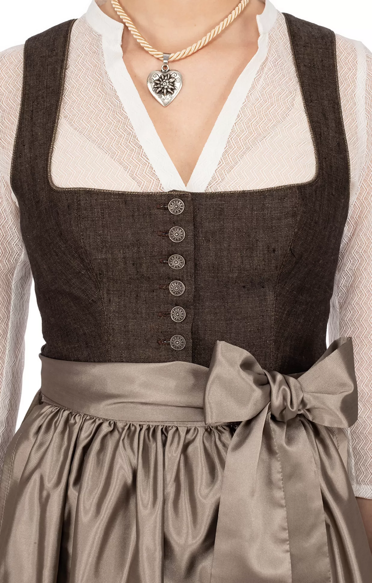 Marjo Midi Dirndl 2Tlg. 75Cm Hannelore Coffee*Damen Dirndl