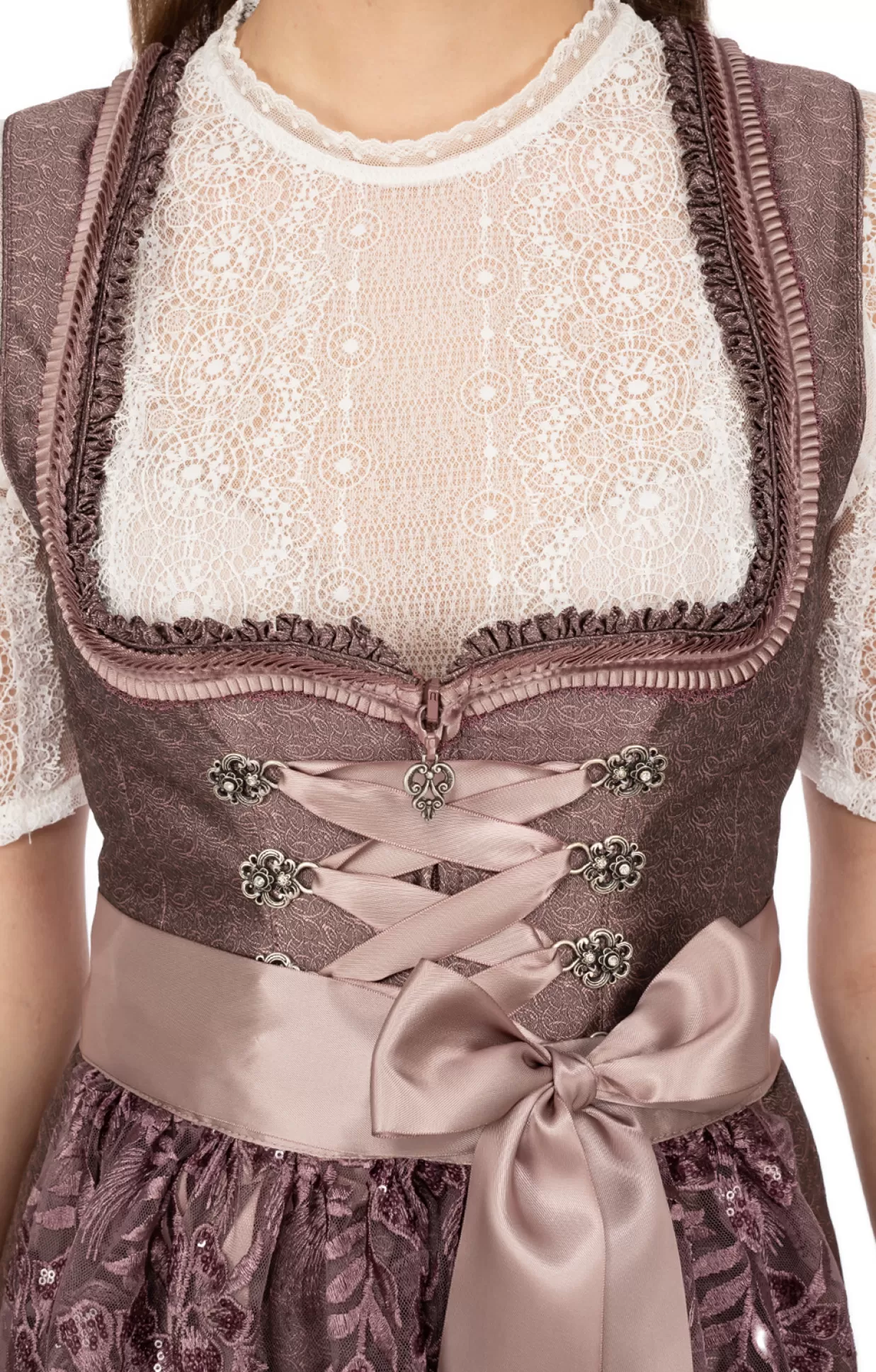 Marjo Mini Dirndl 2Tlg. 55Cm Mette Aubergine*Damen Dirndl