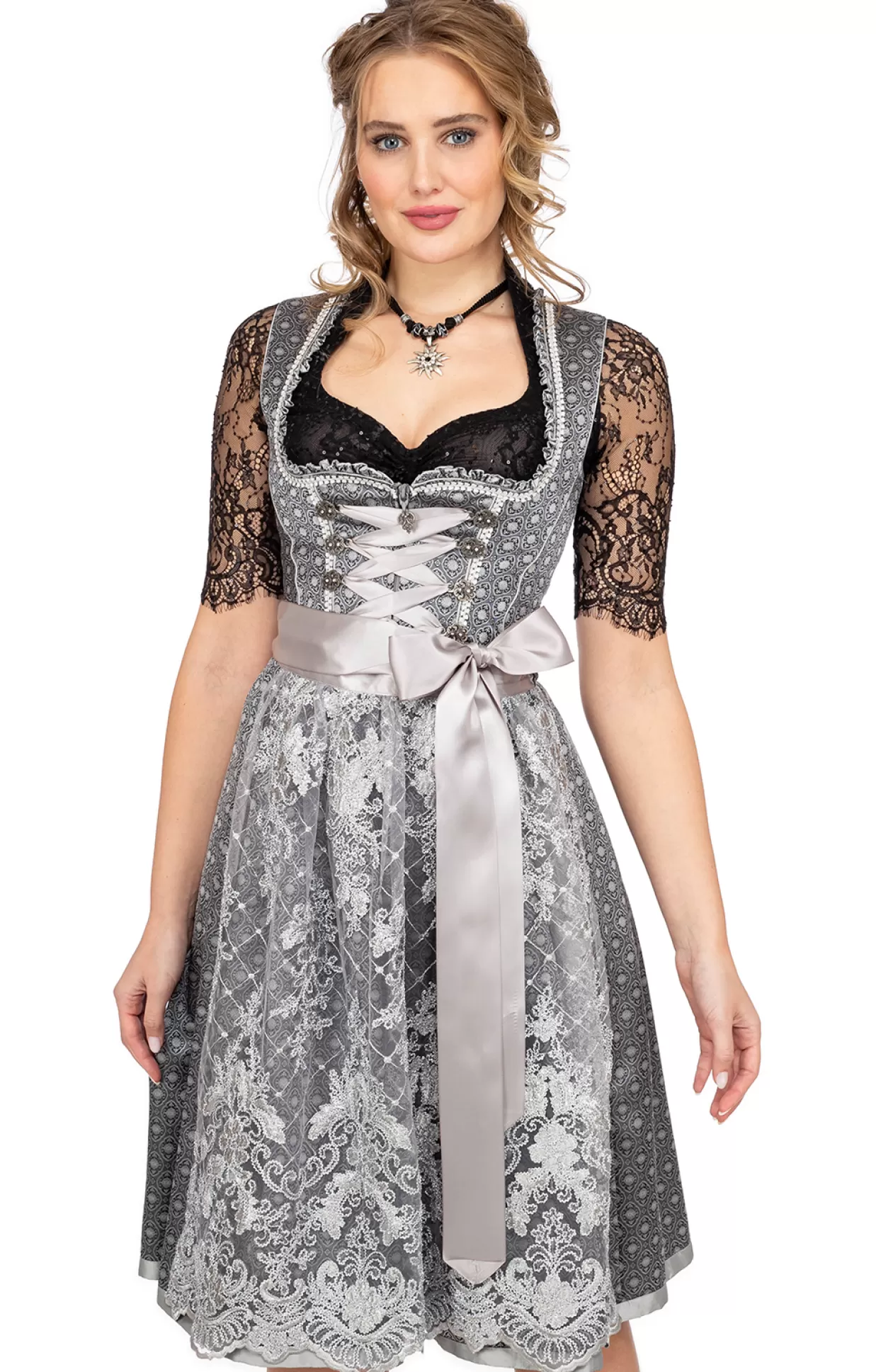 Marjo Mini Dirndl 2Tlg. 58Cm Wanja Silber*Damen Dirndl