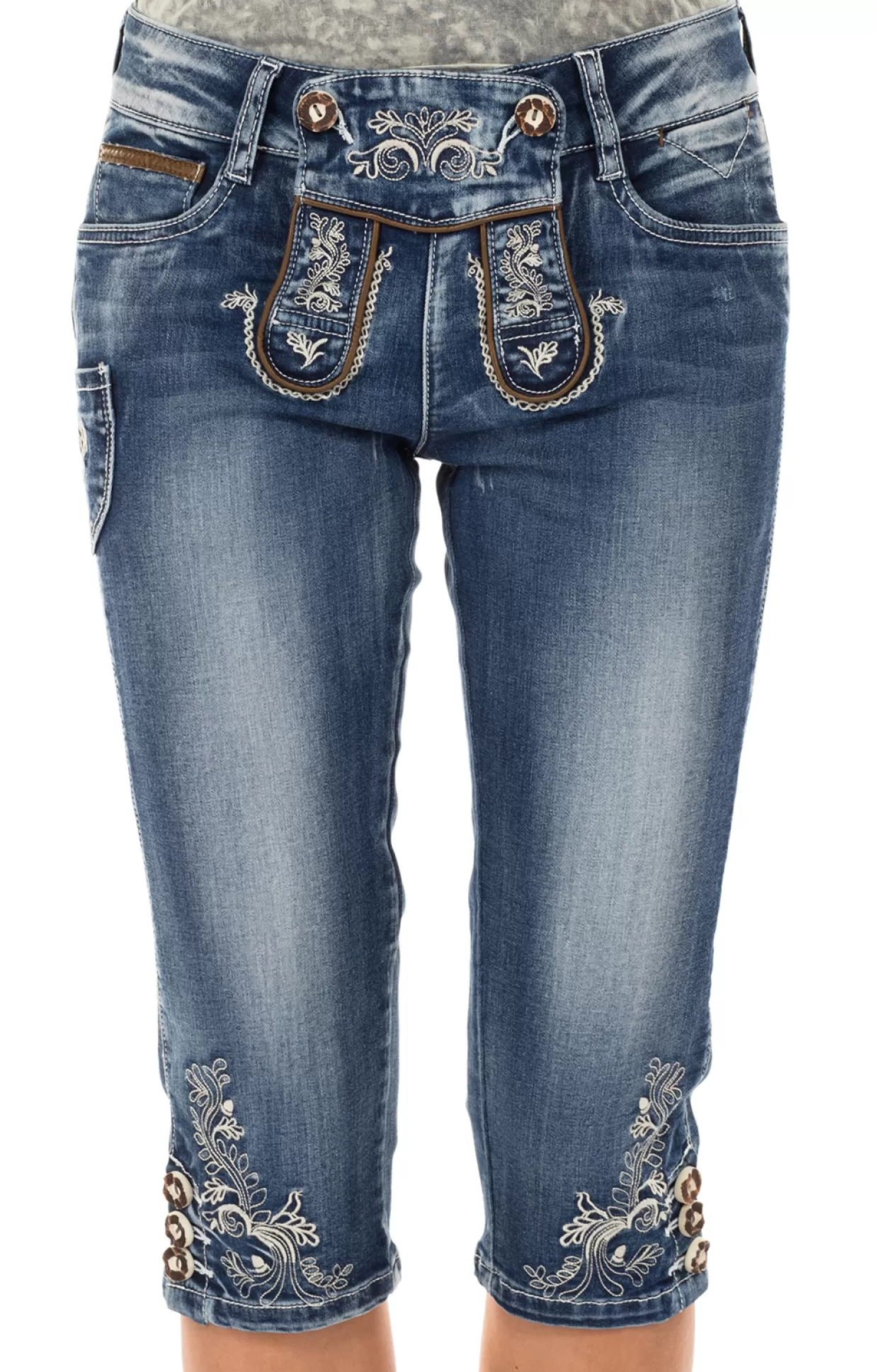 Marjo Trachtenjeans K69 Franziska Kniebund Blau*Damen Unterteile