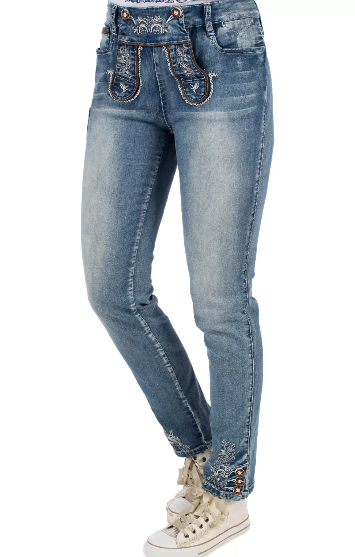 Marjo Trachtenjeans K69 Franziska Lang Blau*Damen Unterteile