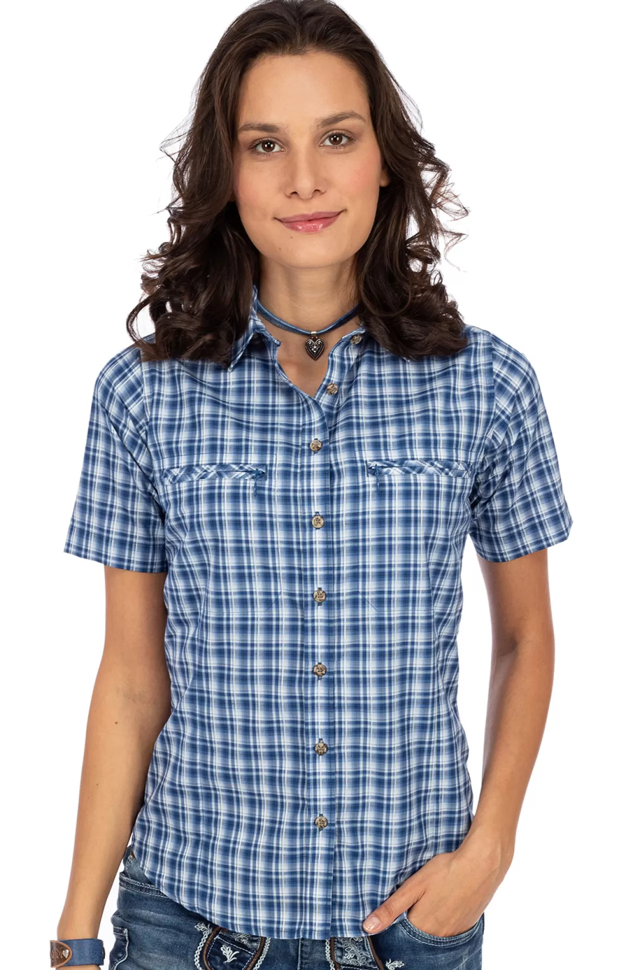 OS-Trachten Bluse Gronenbach Jeansblau*Damen Oberteile