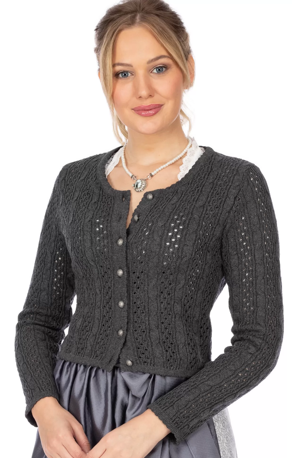 OS-Trachten Strickjacke Neustadt Anthrazit*Damen Oberteile