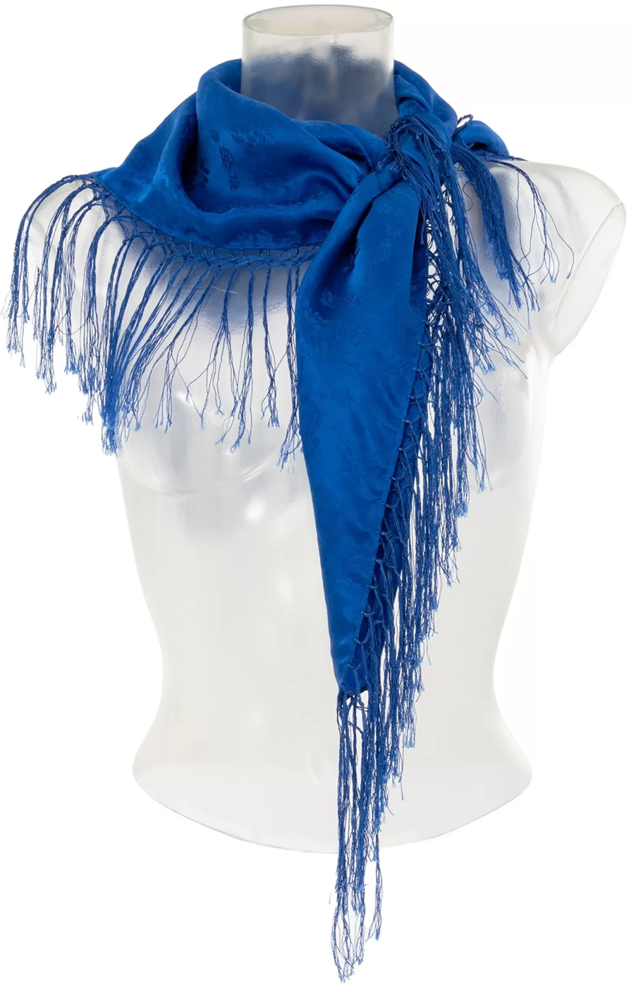 Purset Seidentuch Mit Fransen 122-132 Royal Blue*Accessoires Trachtentücher