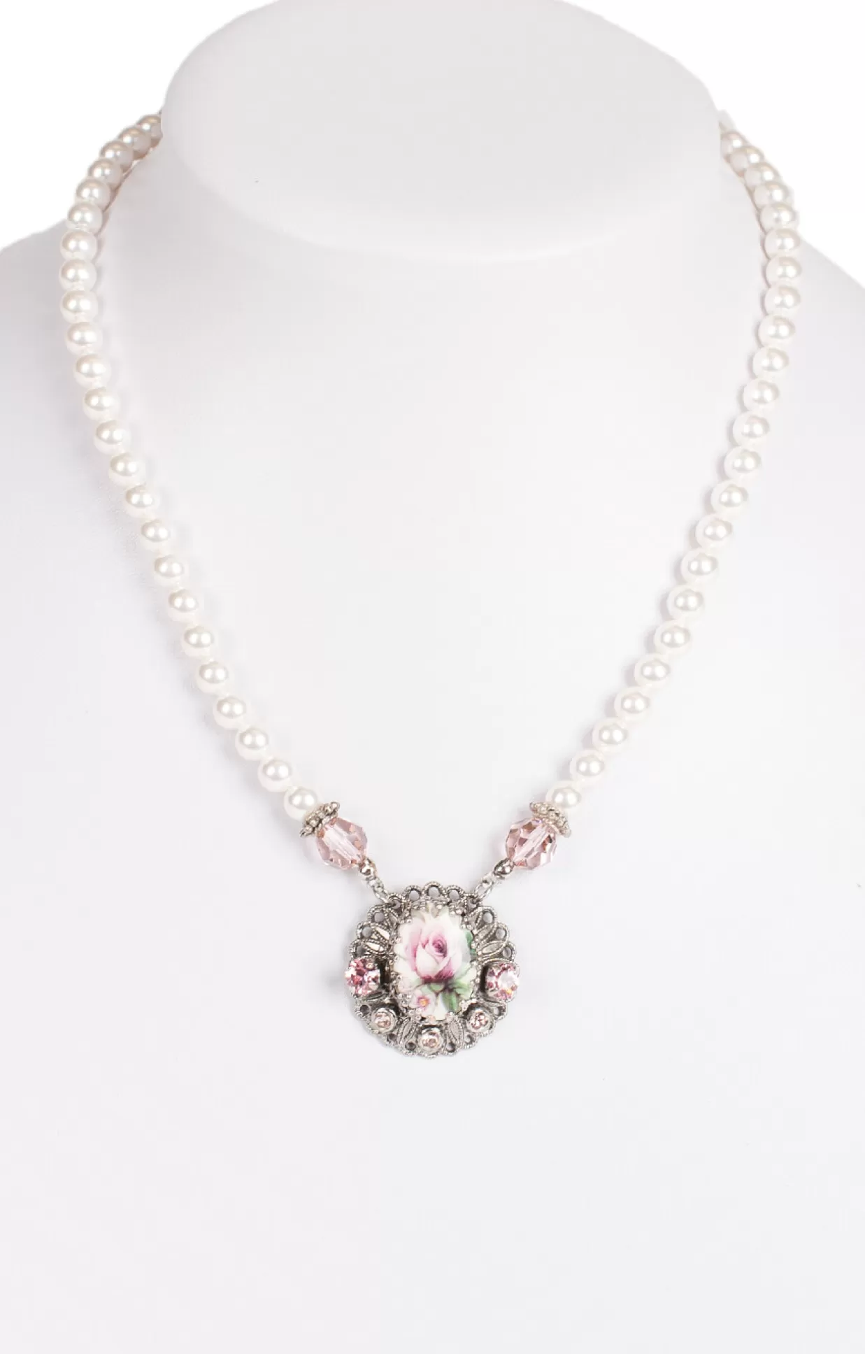 Schuhmacher Collier 1799 Blumenanhanger, Rosa*Damen Dirndlschmuck