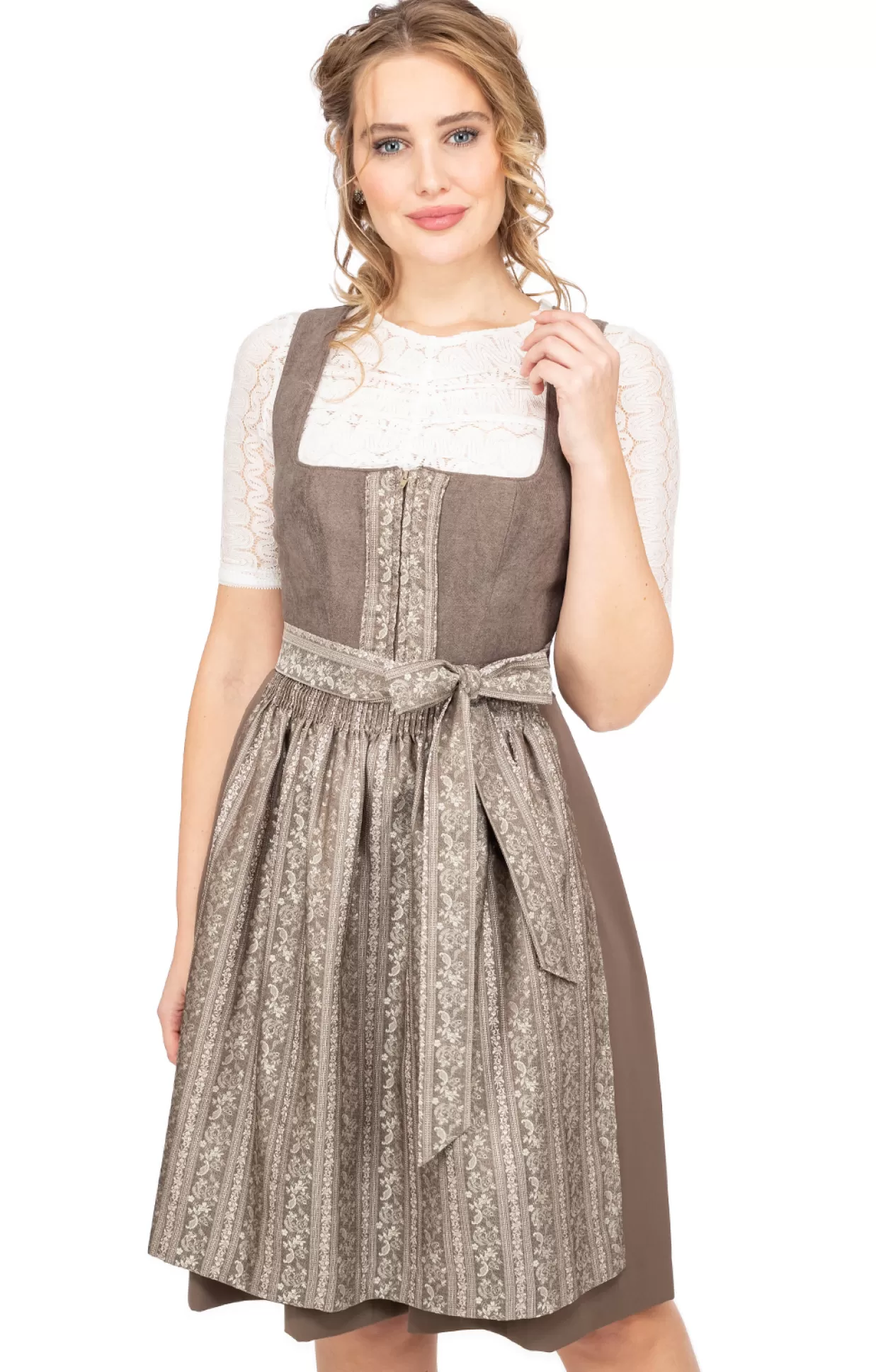 Spieth & Wensky Spieth & Wensky Midi Dirndl 2Tlg. 70Cm Asmara Braun*Damen Dirndl