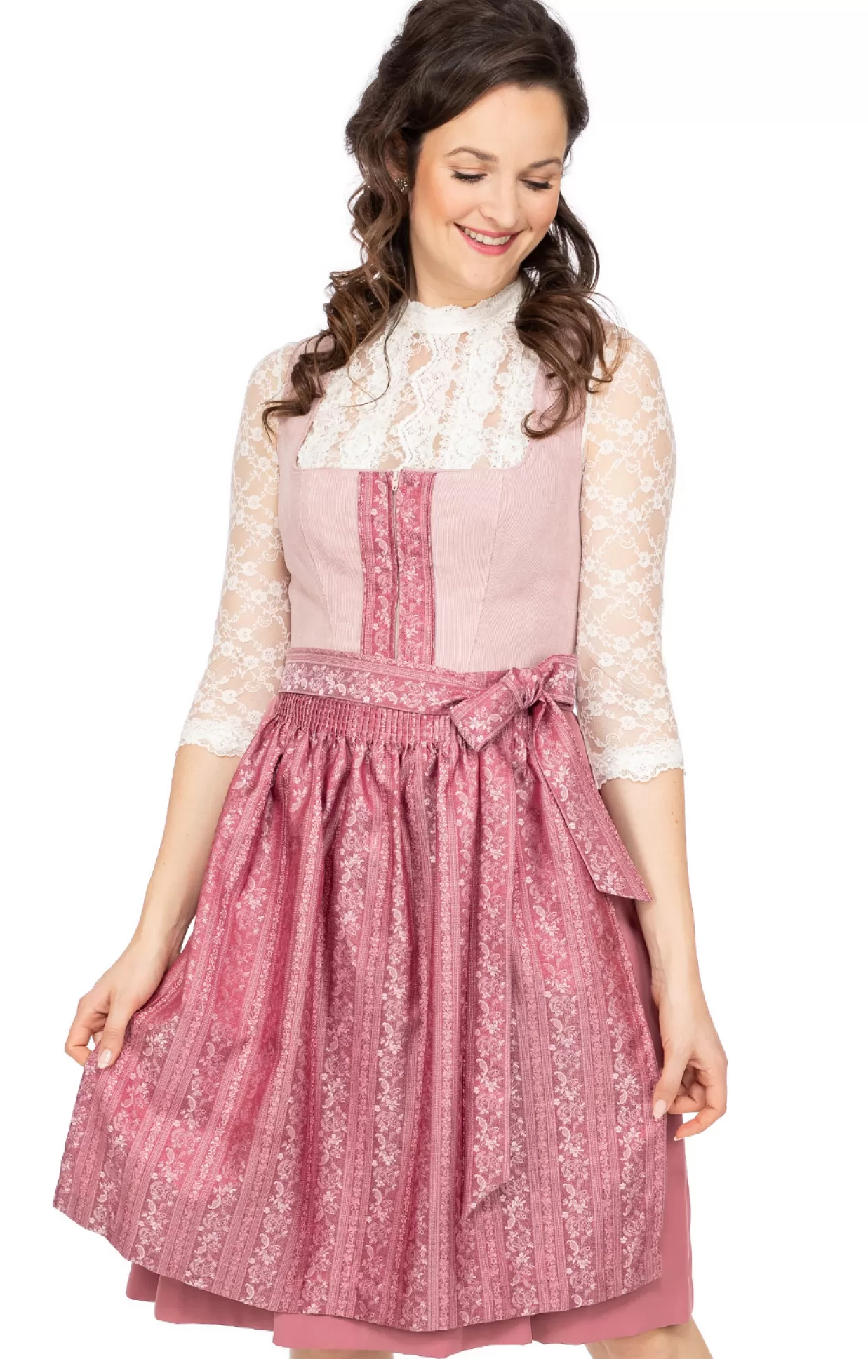 Spieth & Wensky Spieth & Wensky Midi Dirndl 2Tlg. 70Cm Asmara Hellrosa*Damen Dirndl