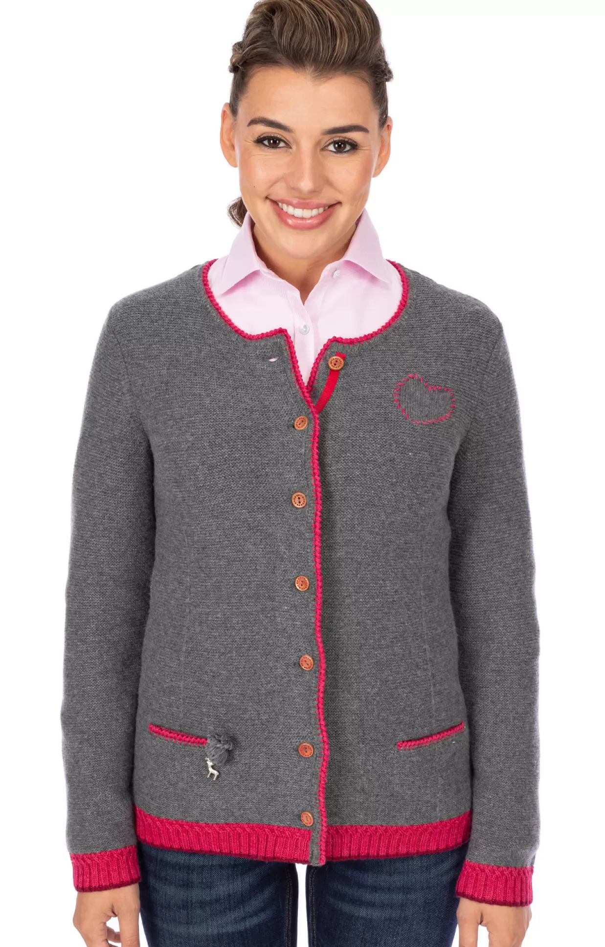 Spieth & Wensky Spieth & Wensky Strickjacke Willa Mittelgrau Rot*Damen Oberteile